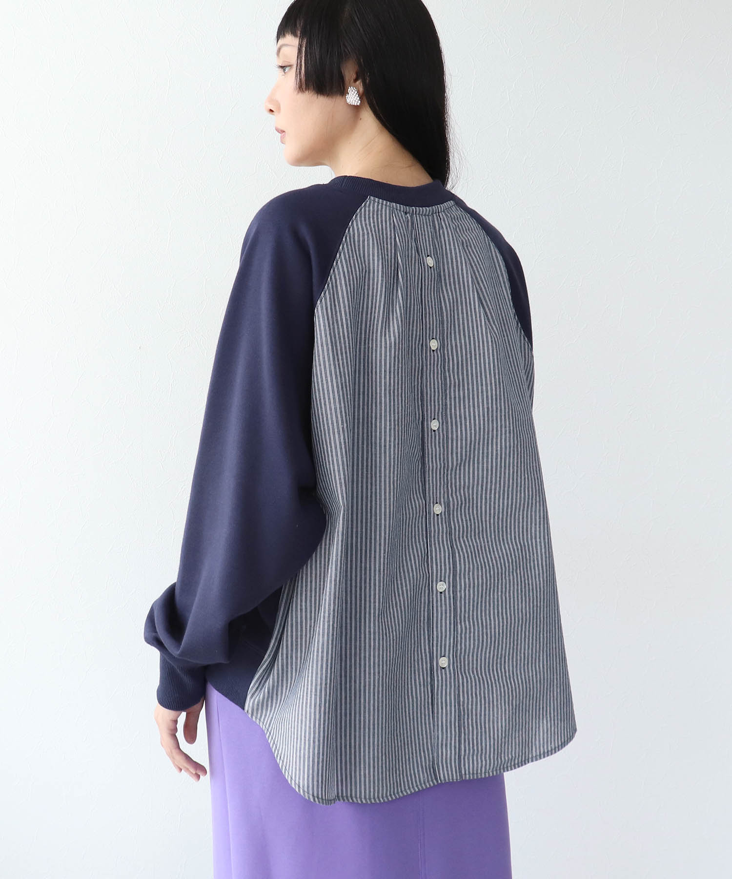 《WEB先行発売》シャツリメイク風カレッジロゴプルオーバー
