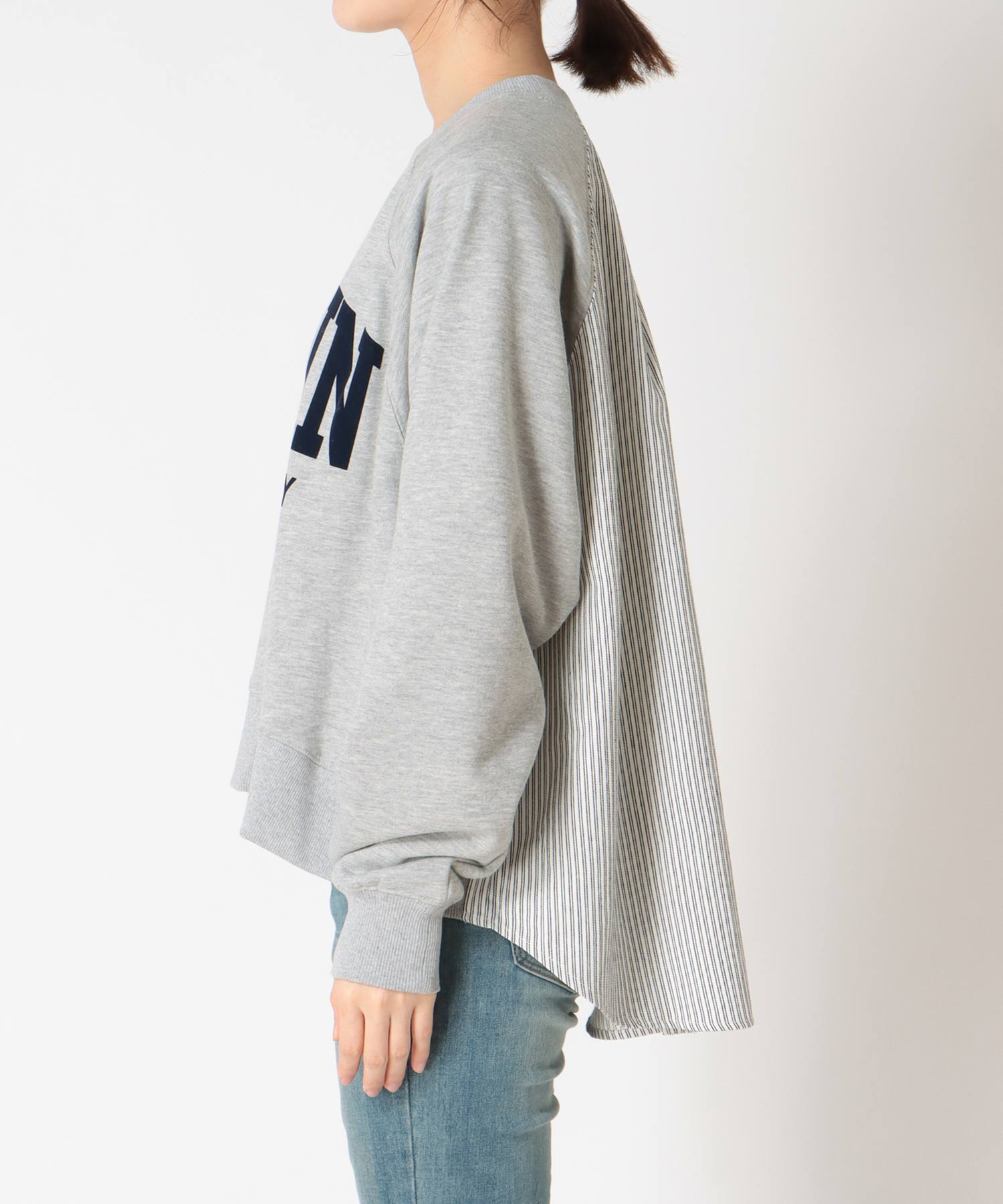 《WEB先行発売》シャツリメイク風カレッジロゴプルオーバー