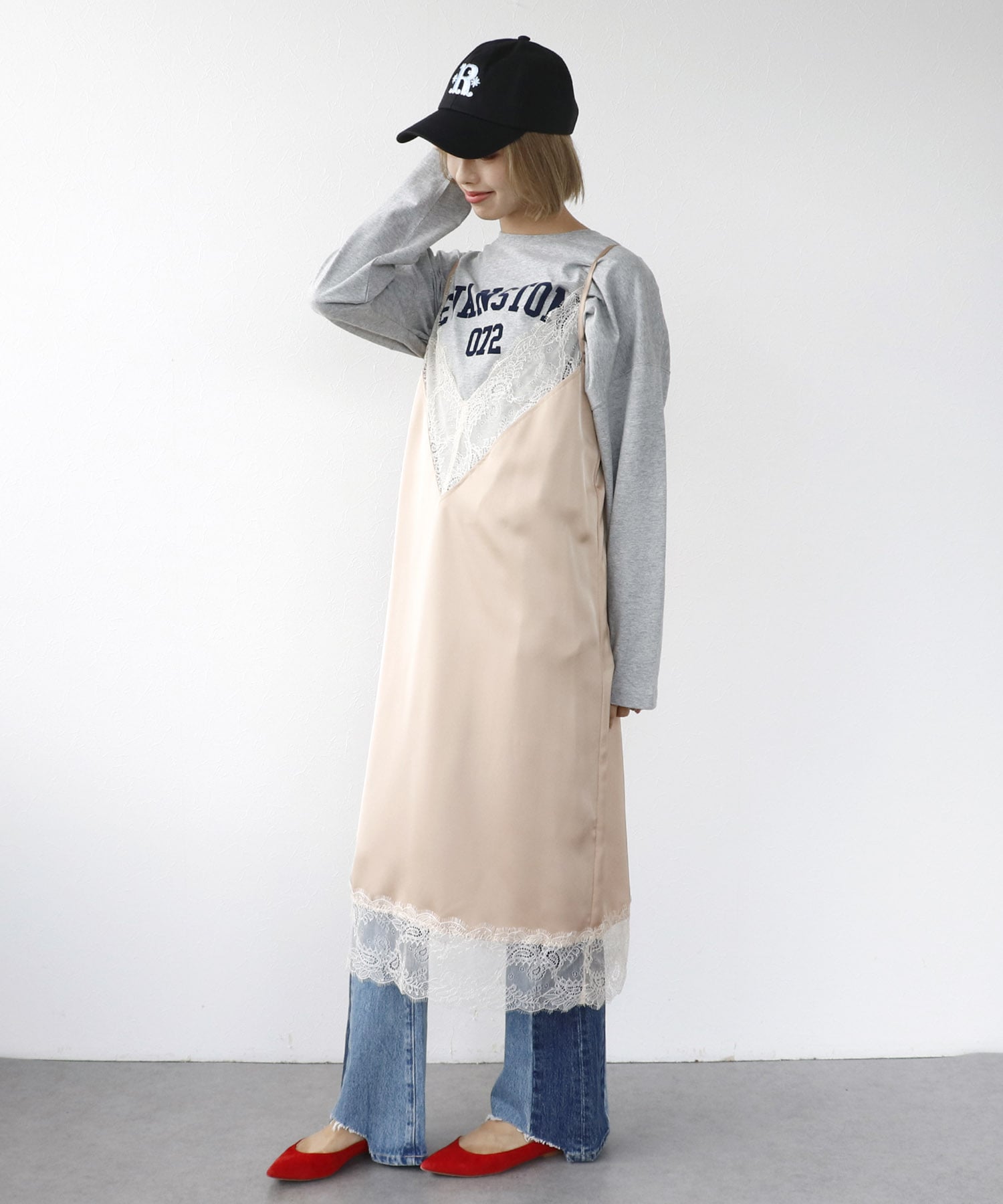 ワイドシルエットクルーロゴTシャツ