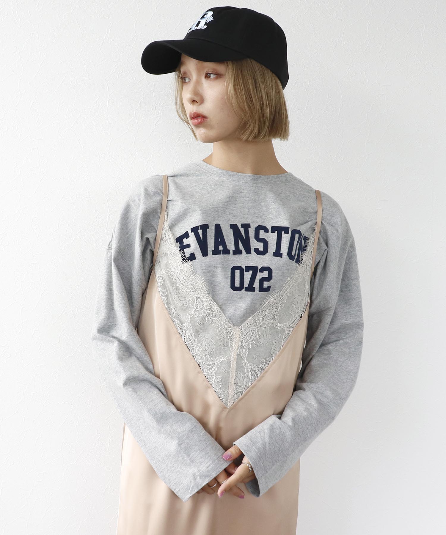 ワイドシルエットクルーロゴTシャツ