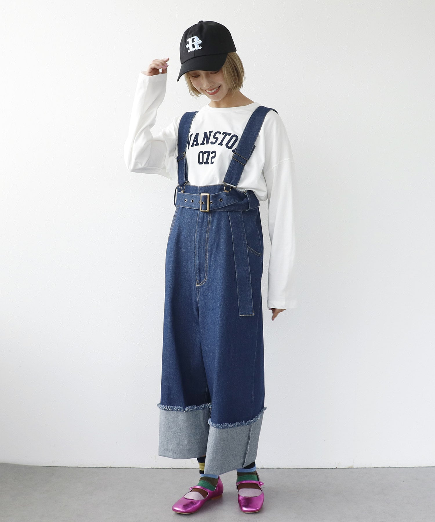 ワイドシルエットクルーロゴTシャツ