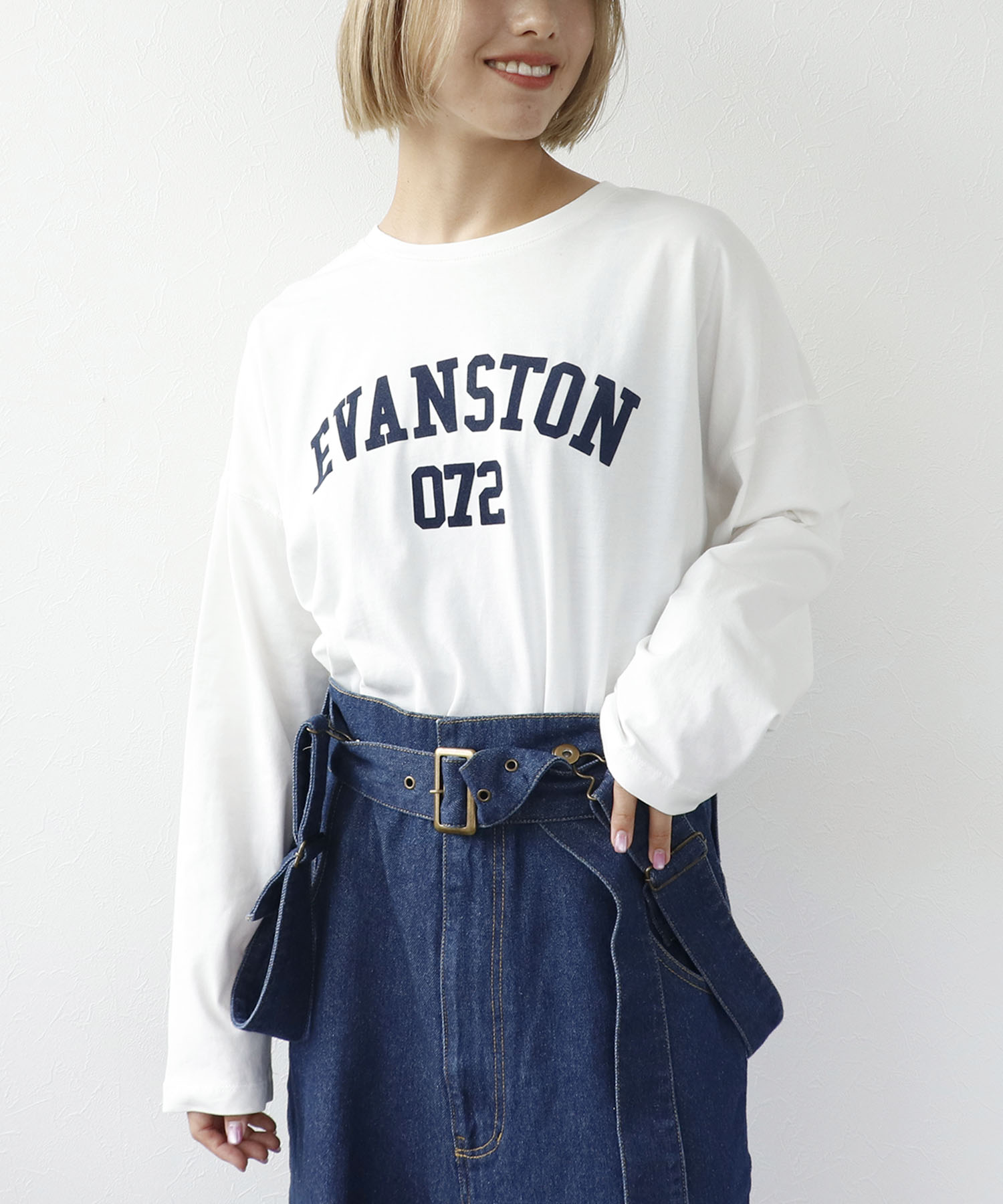 ワイドシルエットクルーロゴTシャツ