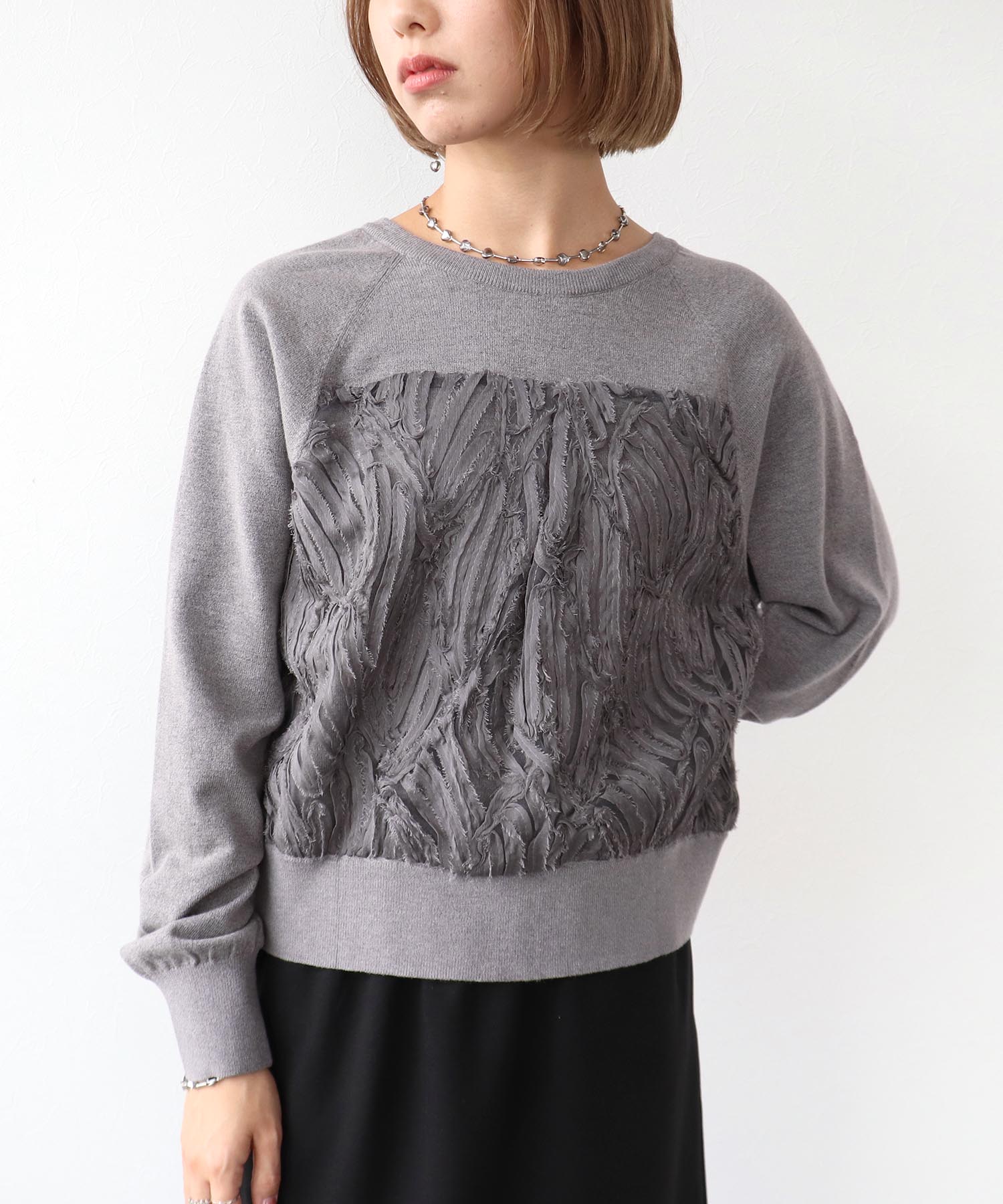 前後2wayバック刺繍切替カーディガン