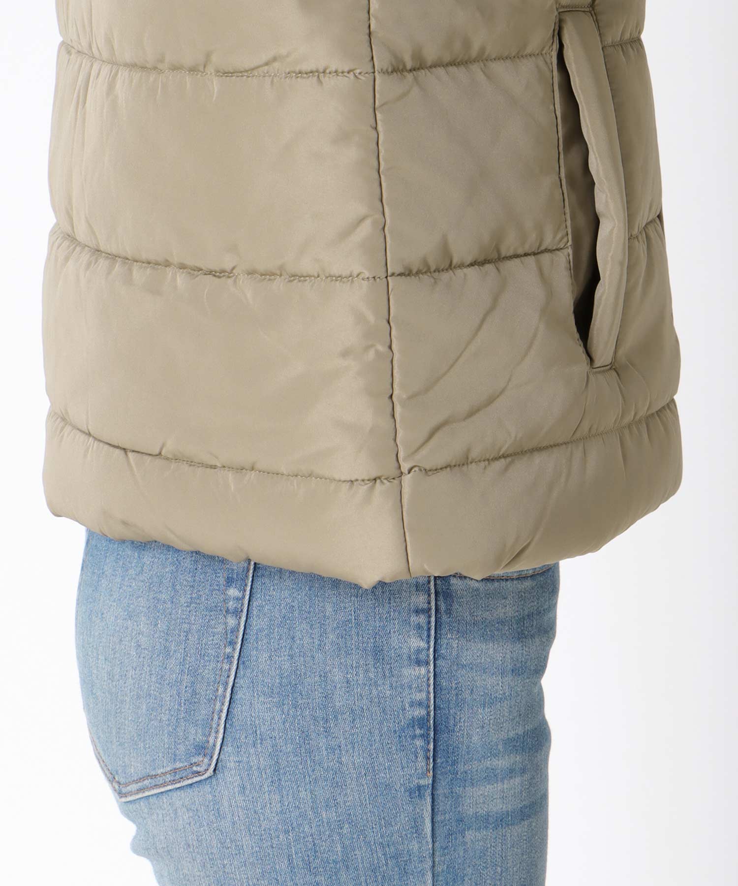 中綿×ニット切替ノーカラージャケット