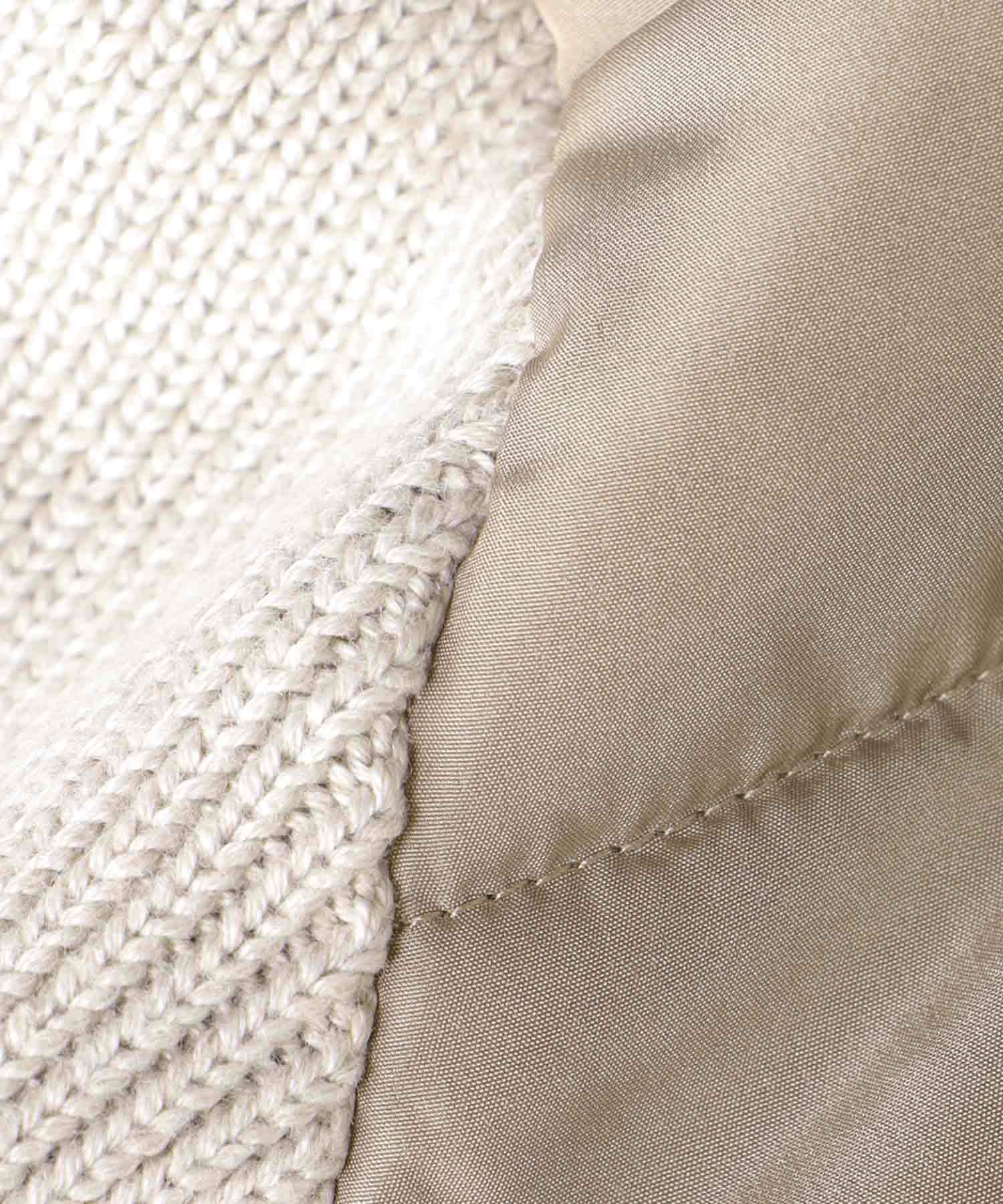 中綿×ニット切替ノーカラージャケット