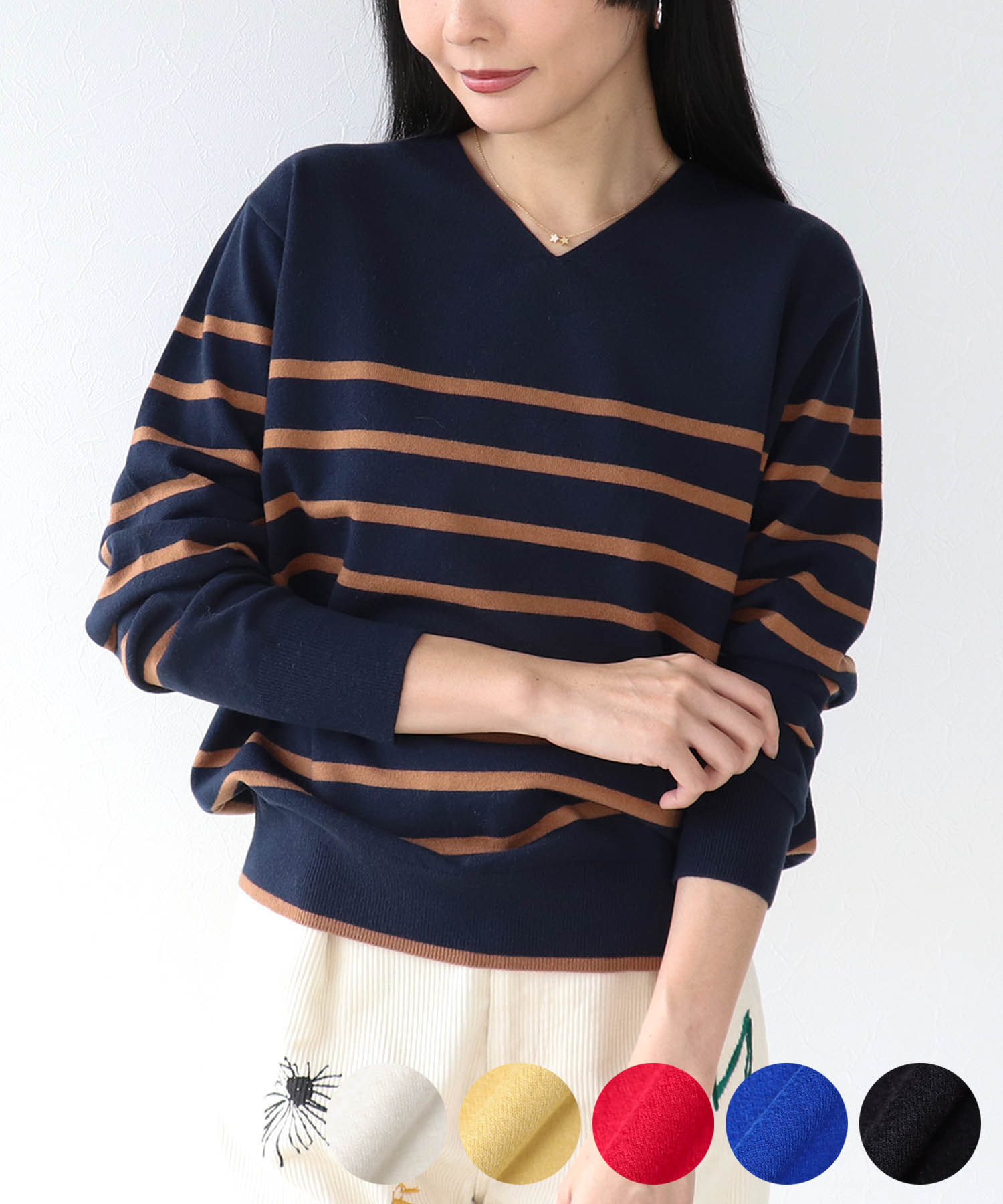 発熱加工ウォッシャブルVネックプルオーバー