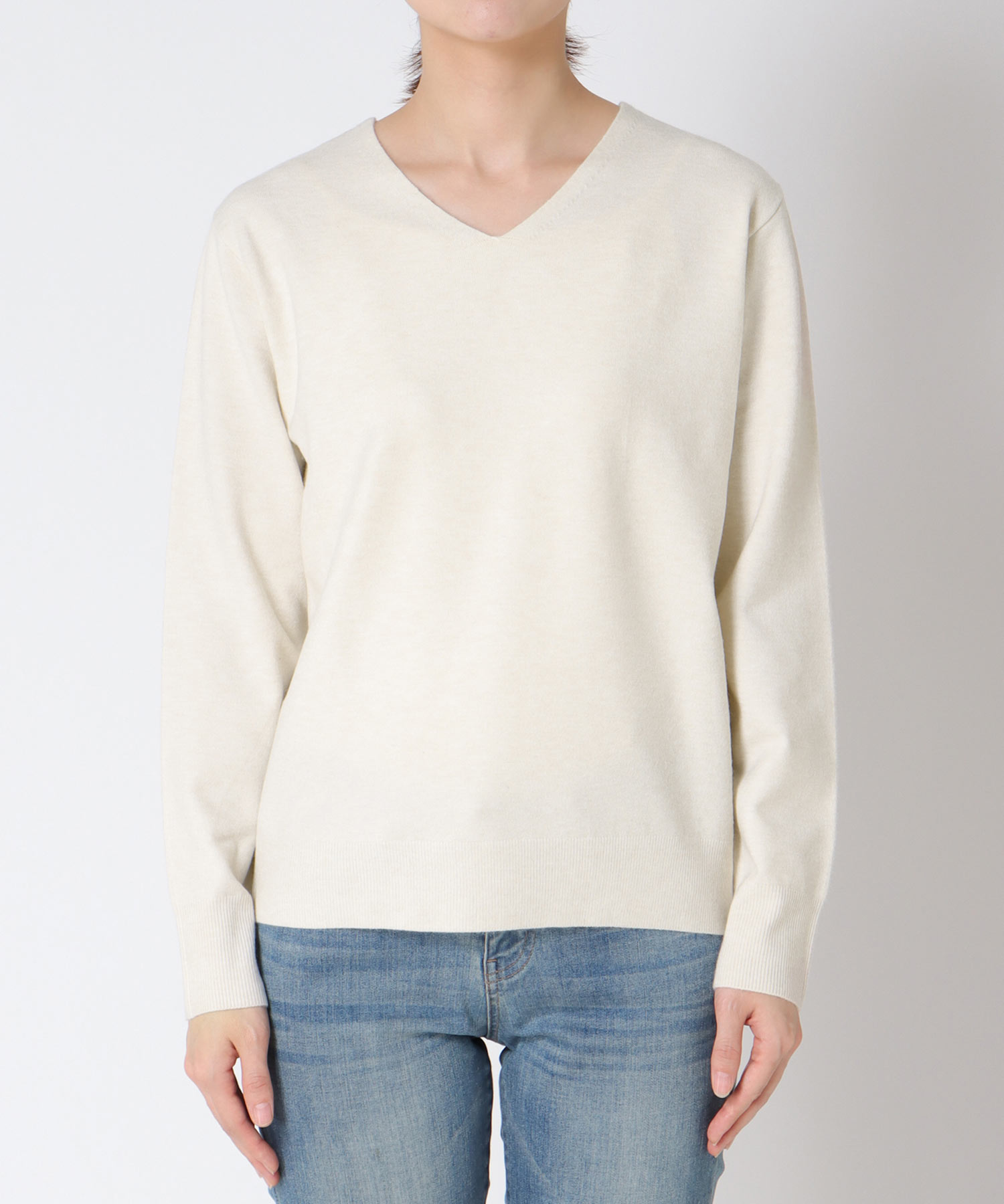 発熱加工ウォッシャブルVネックプルオーバー