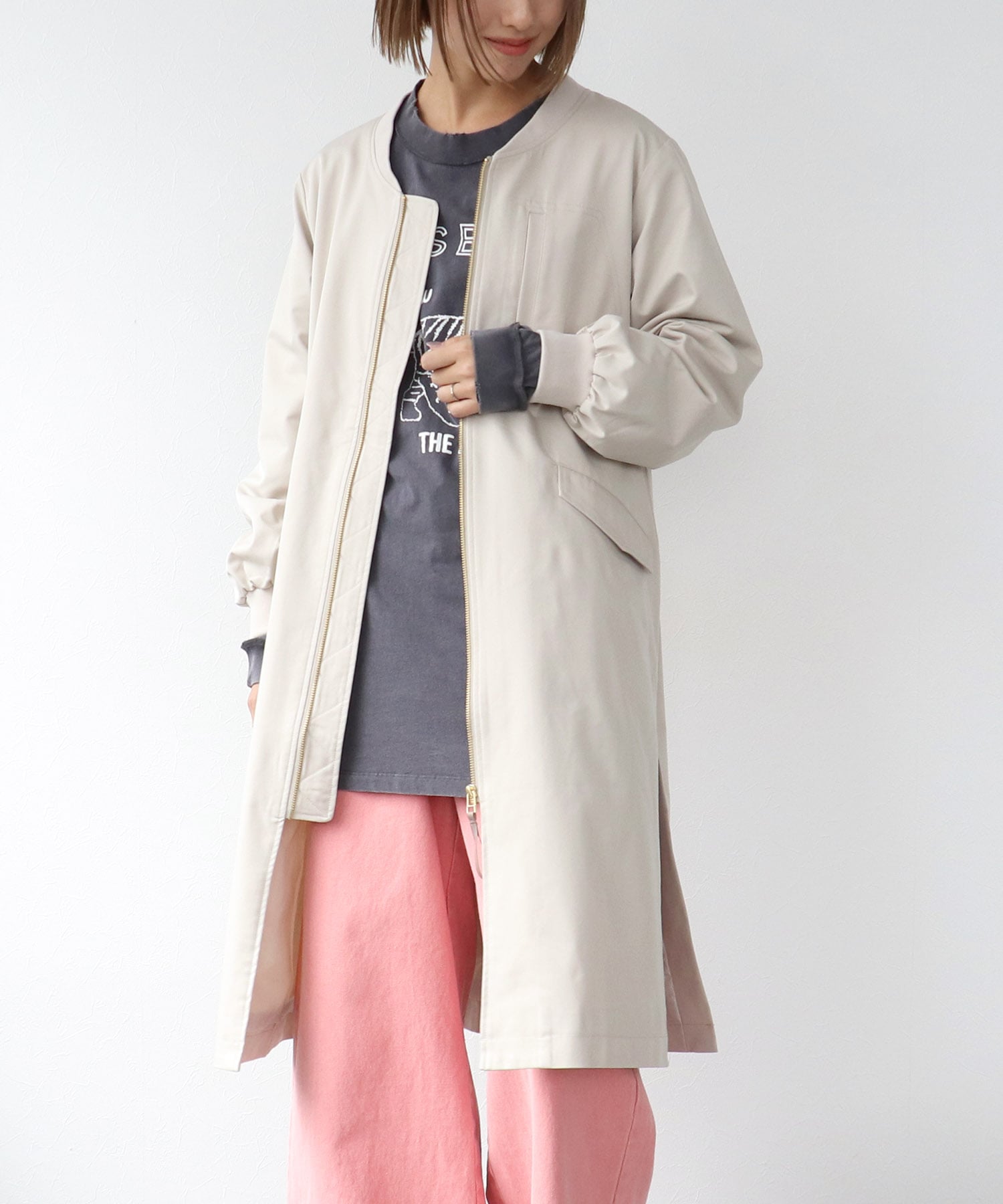 エステルリブネックワークジャケット