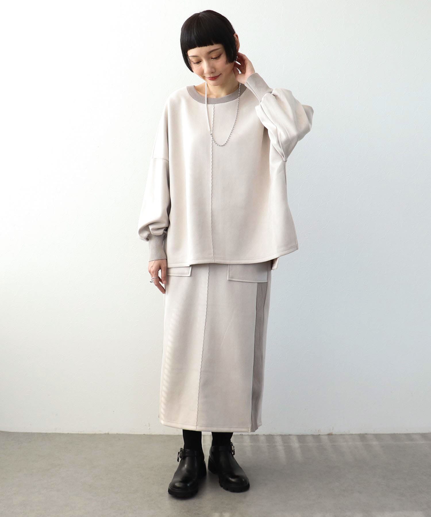 スエードリブワイドプルオーバー