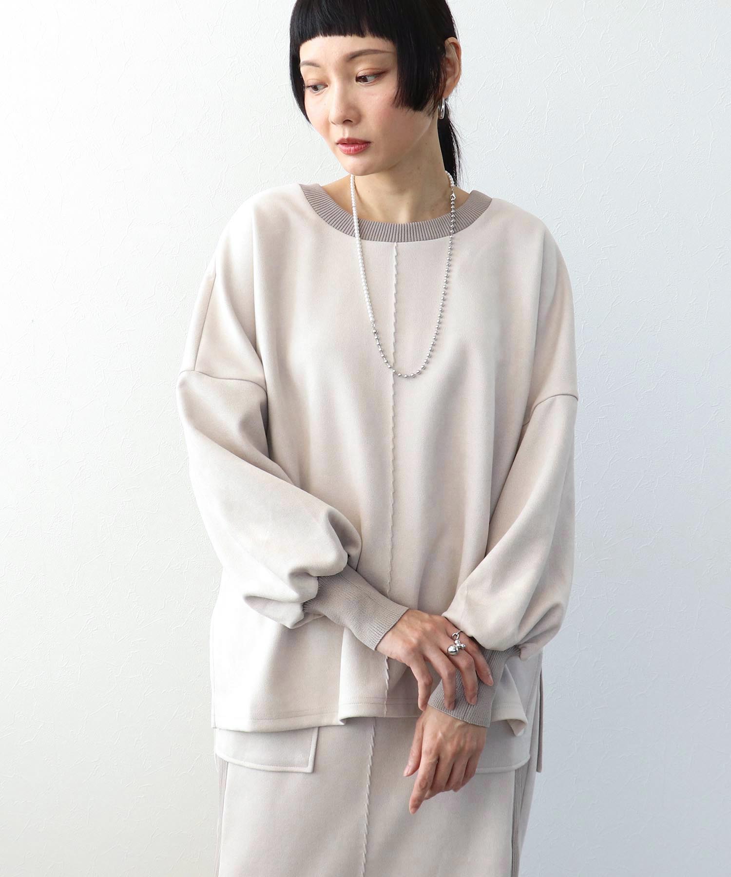 スエードリブワイドプルオーバー