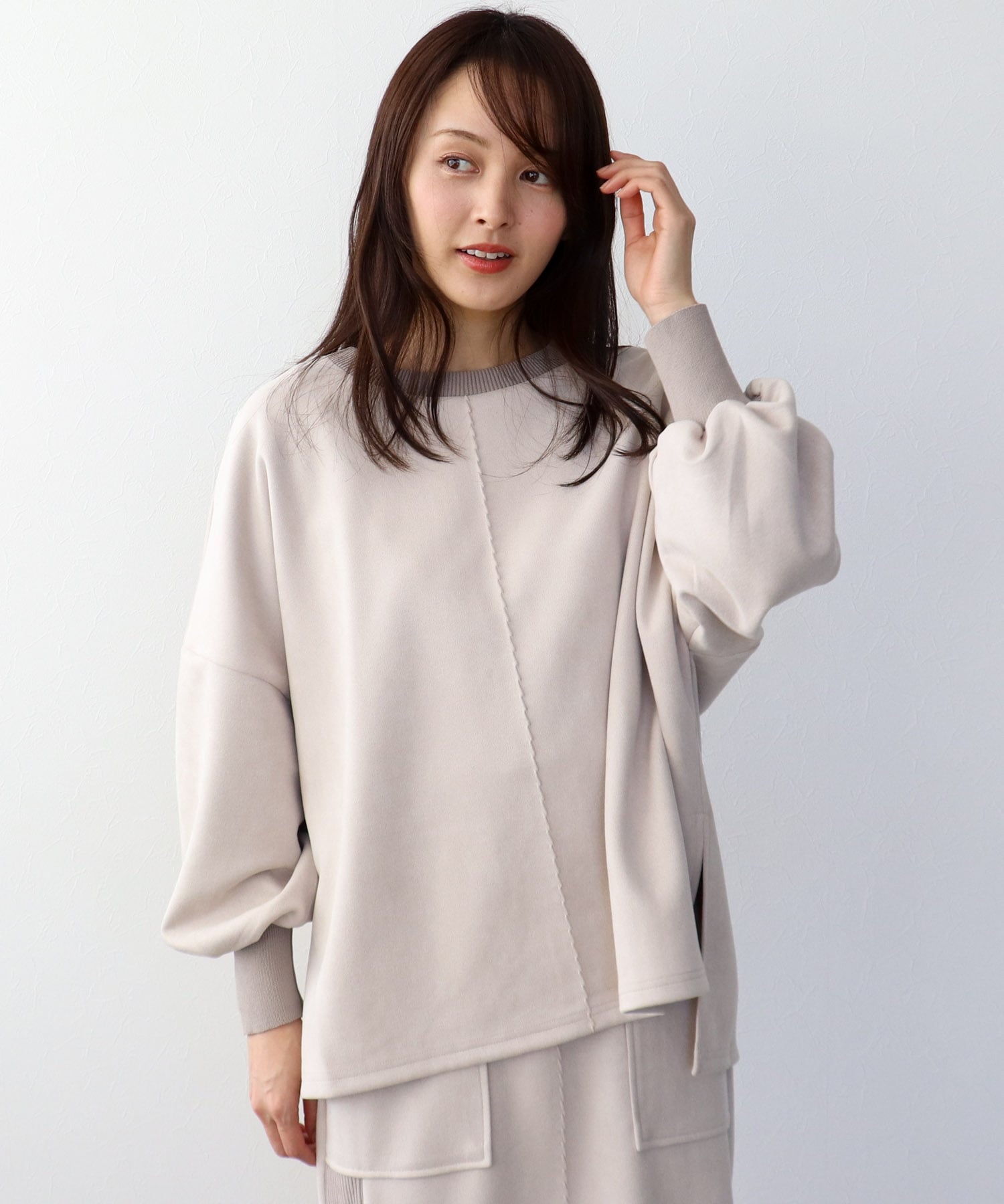 スエードリブワイドプルオーバー