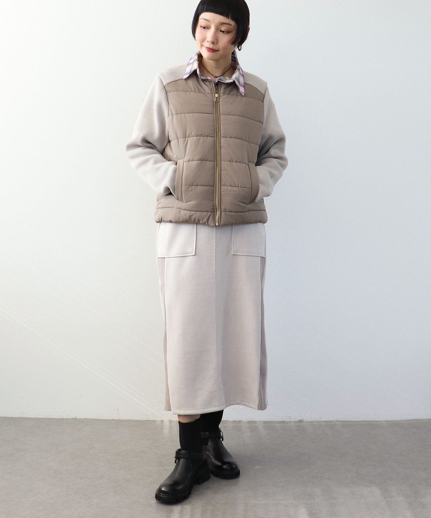 スエードリブワークスカート