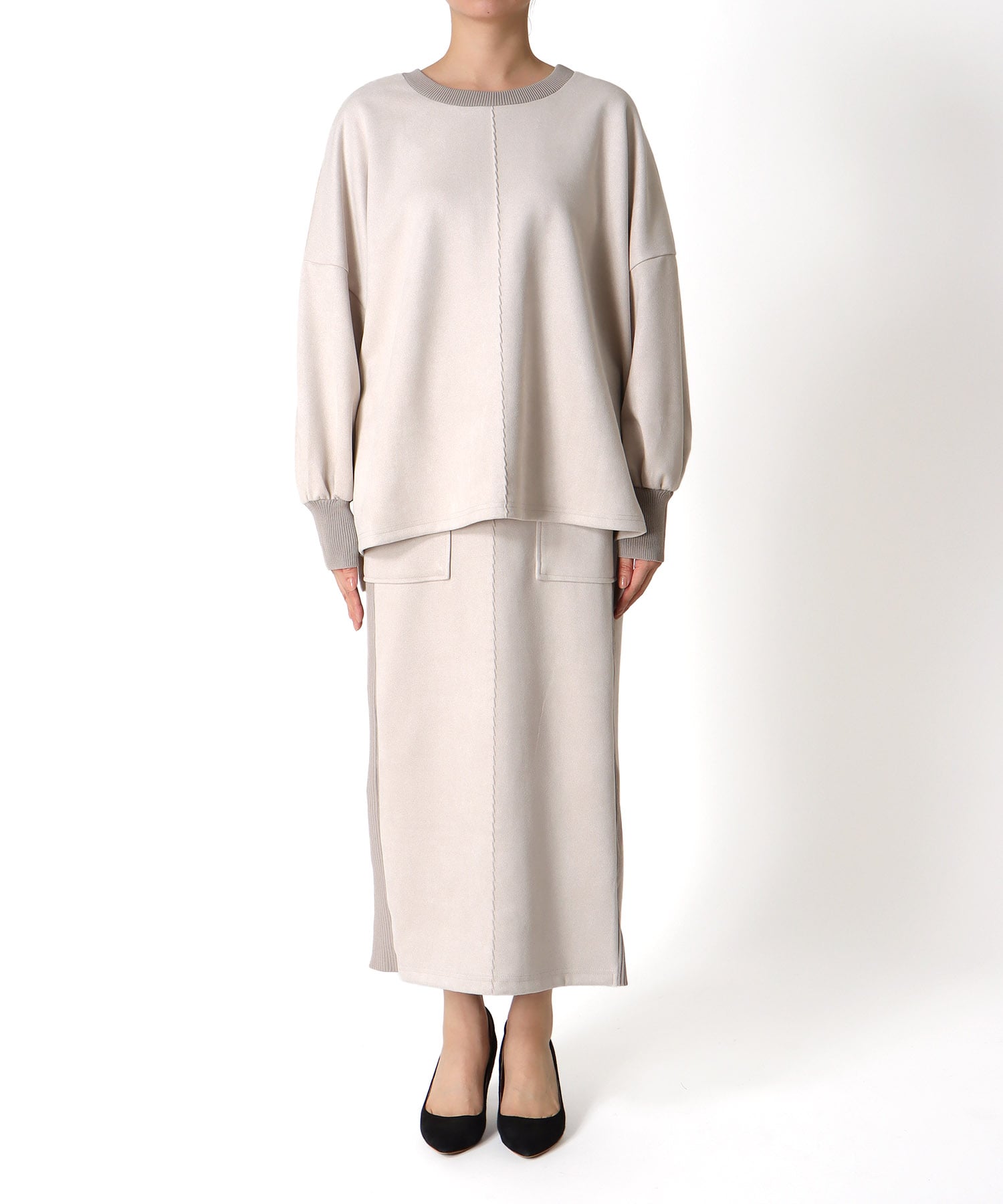 スエードリブワークスカート