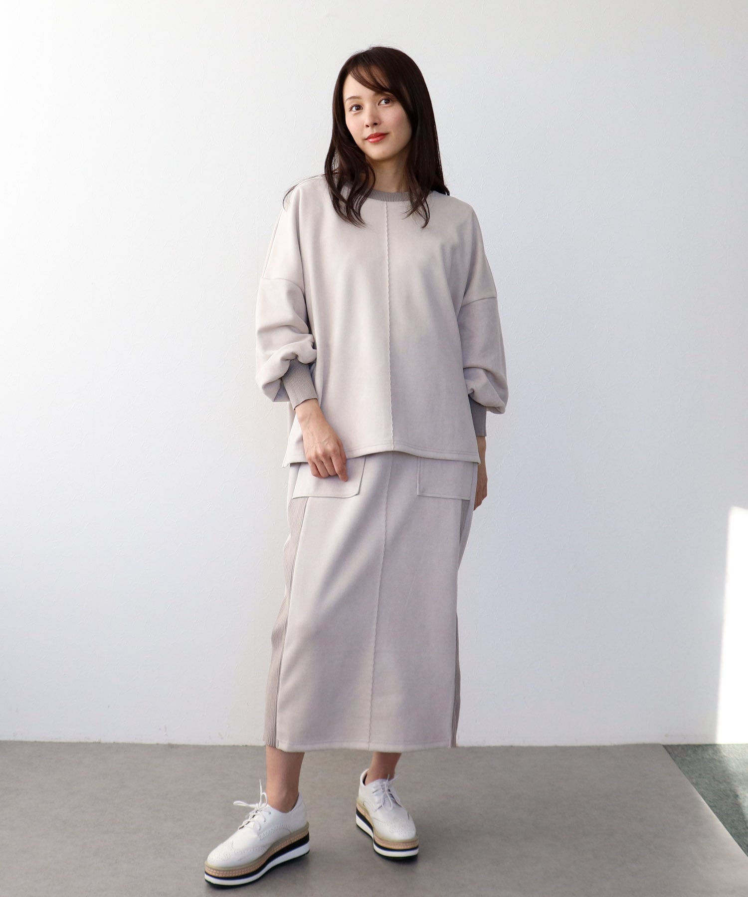 スエードリブワークスカート