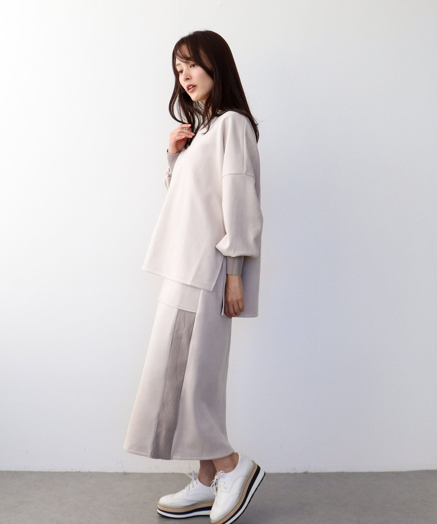 スエードリブワークスカート