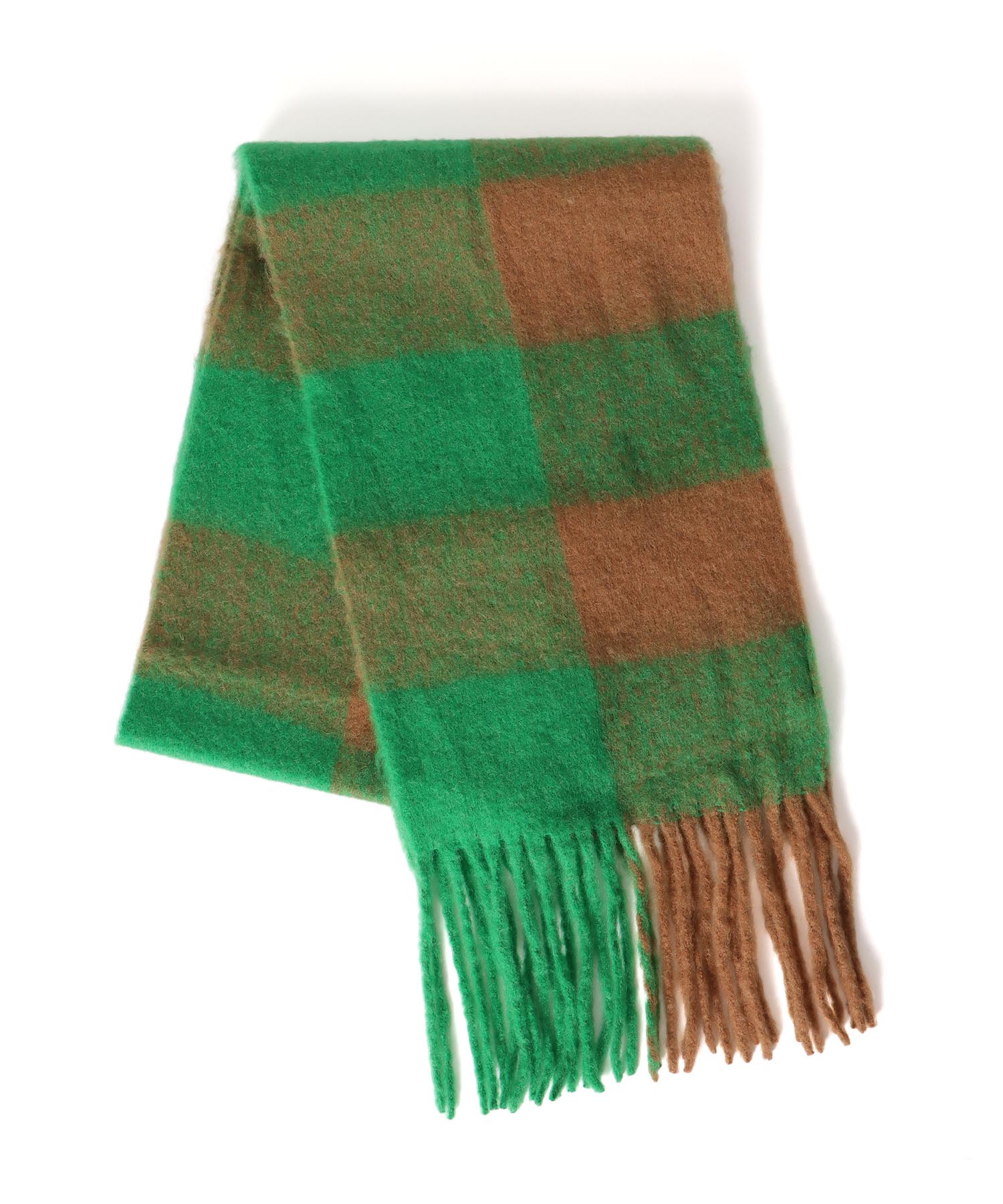 ブロックチェックフリンジマフラー