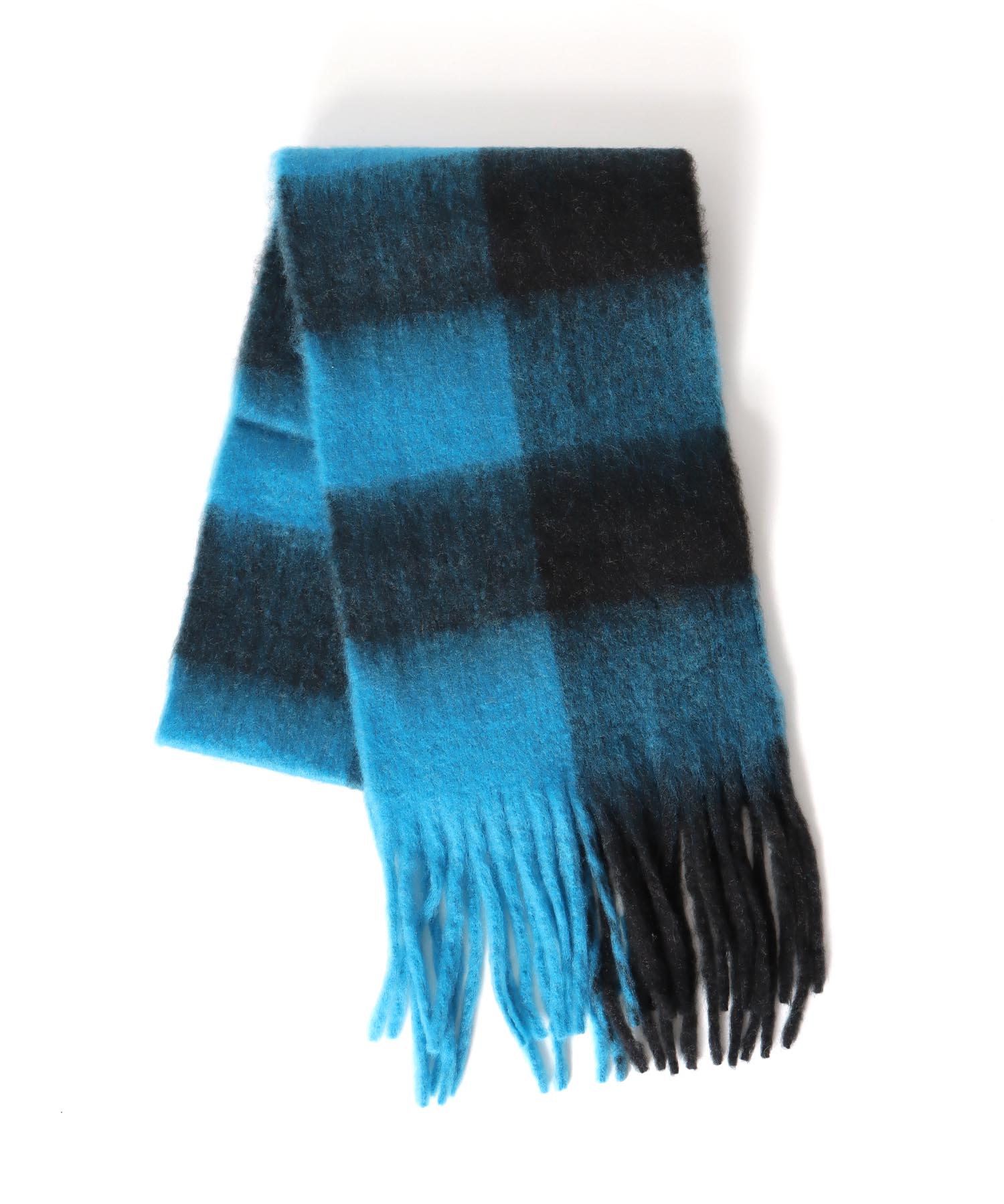 ブロックチェックフリンジマフラー