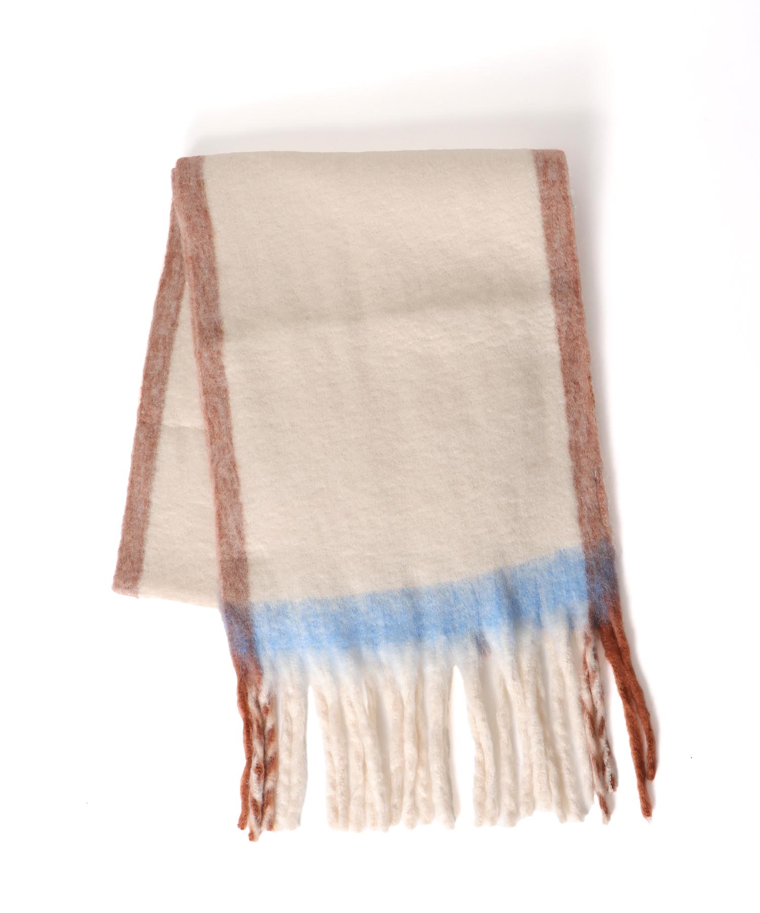 フレーム配色フリンジマフラー