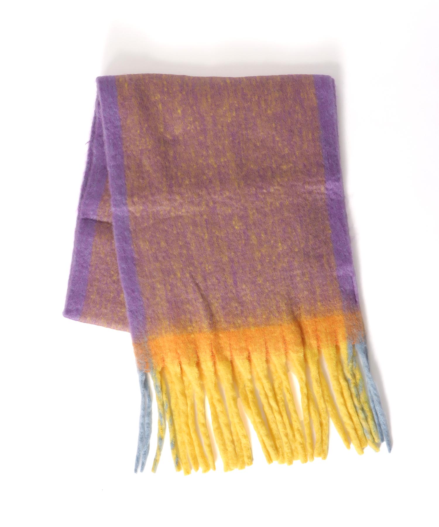 フレーム配色フリンジマフラー