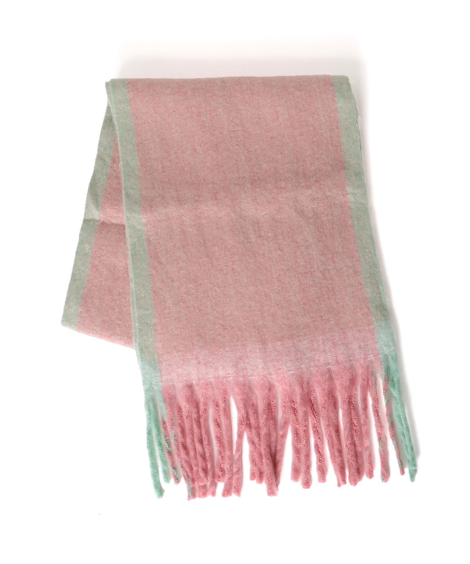 フレーム配色フリンジマフラー