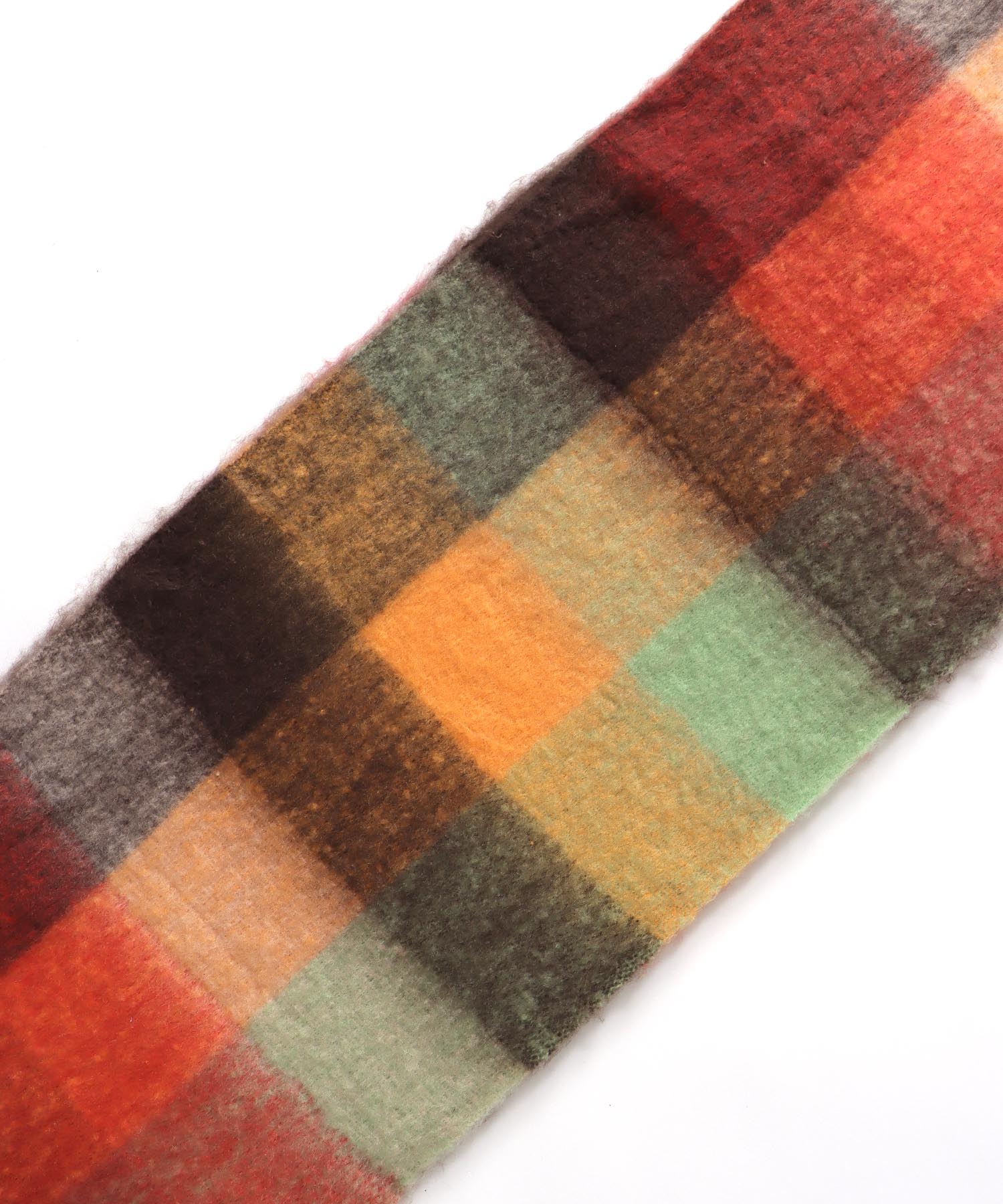 ブロックチェックBIGフリンジマフラー