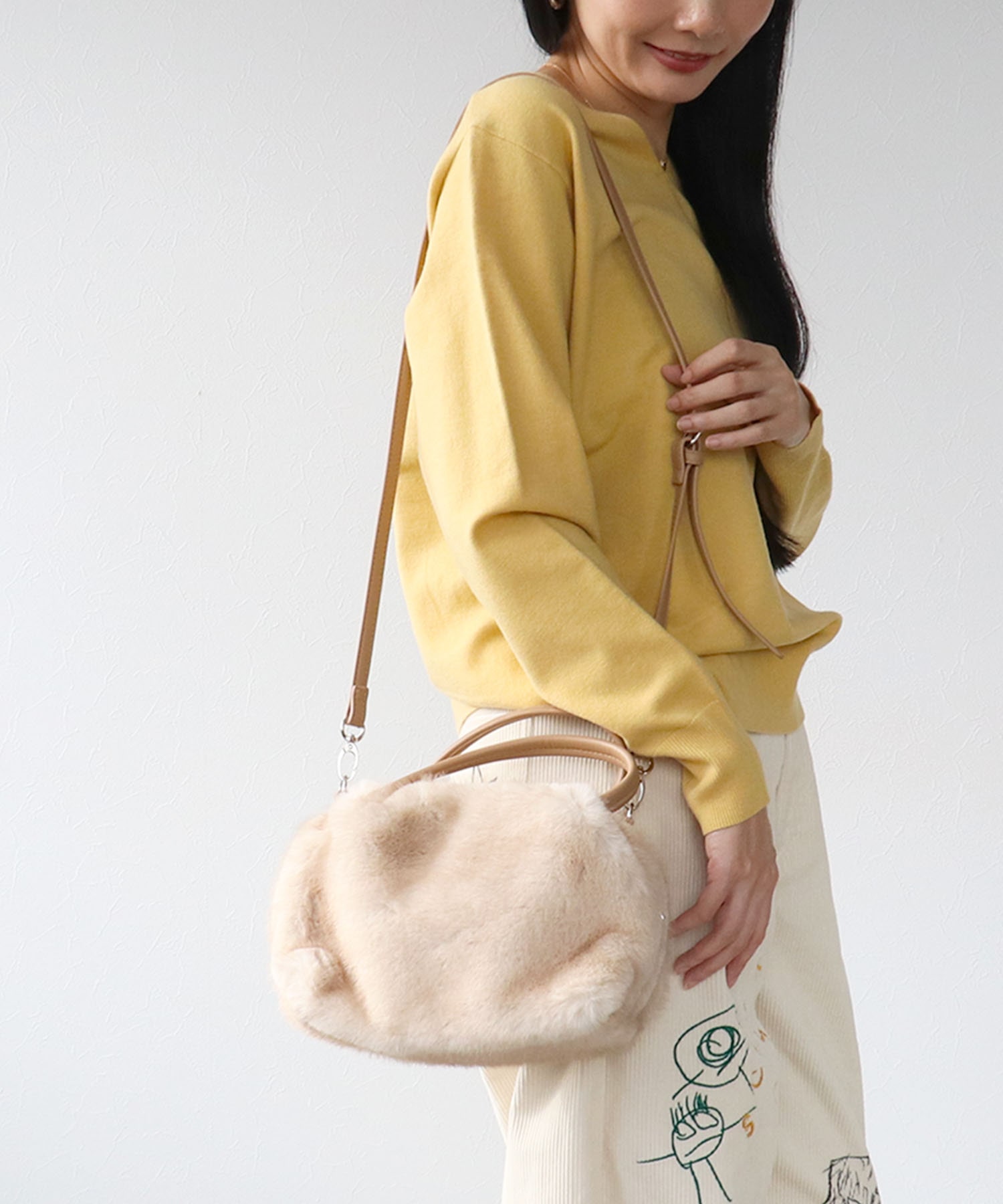 ミンク風エコファー2wayボックストート