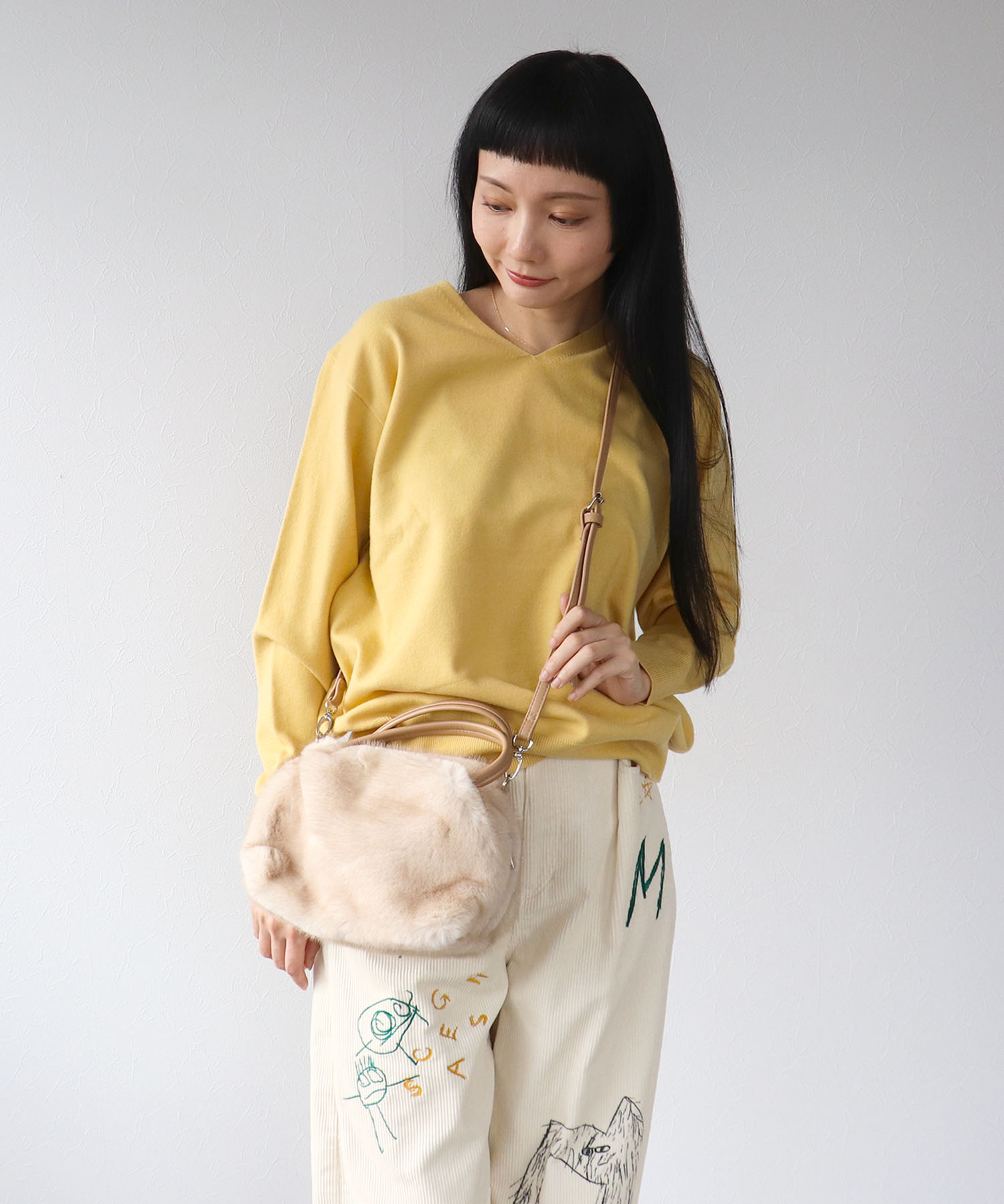 ミンク風エコファー2wayボックストート