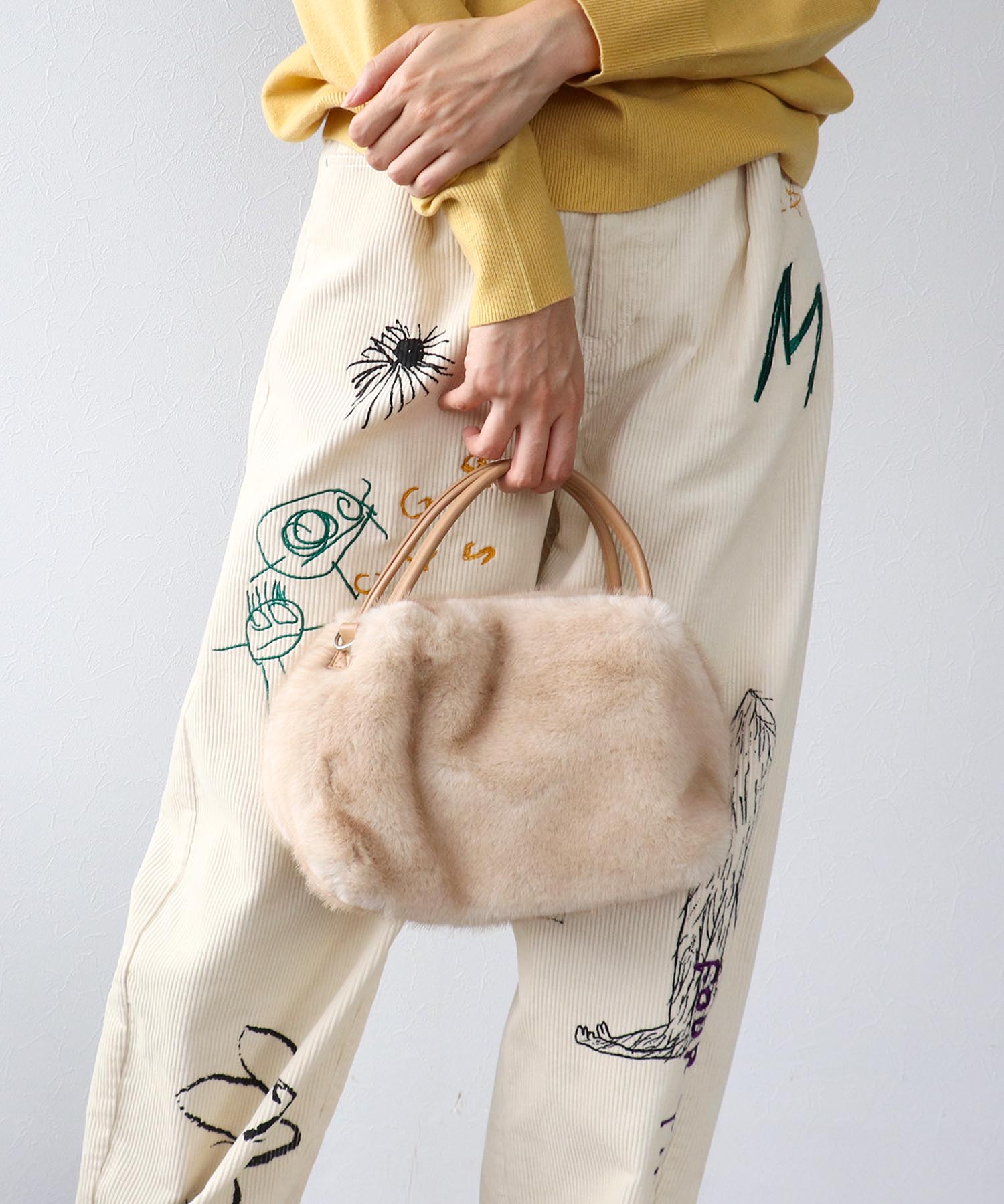 ミンク風エコファー2wayボックストート