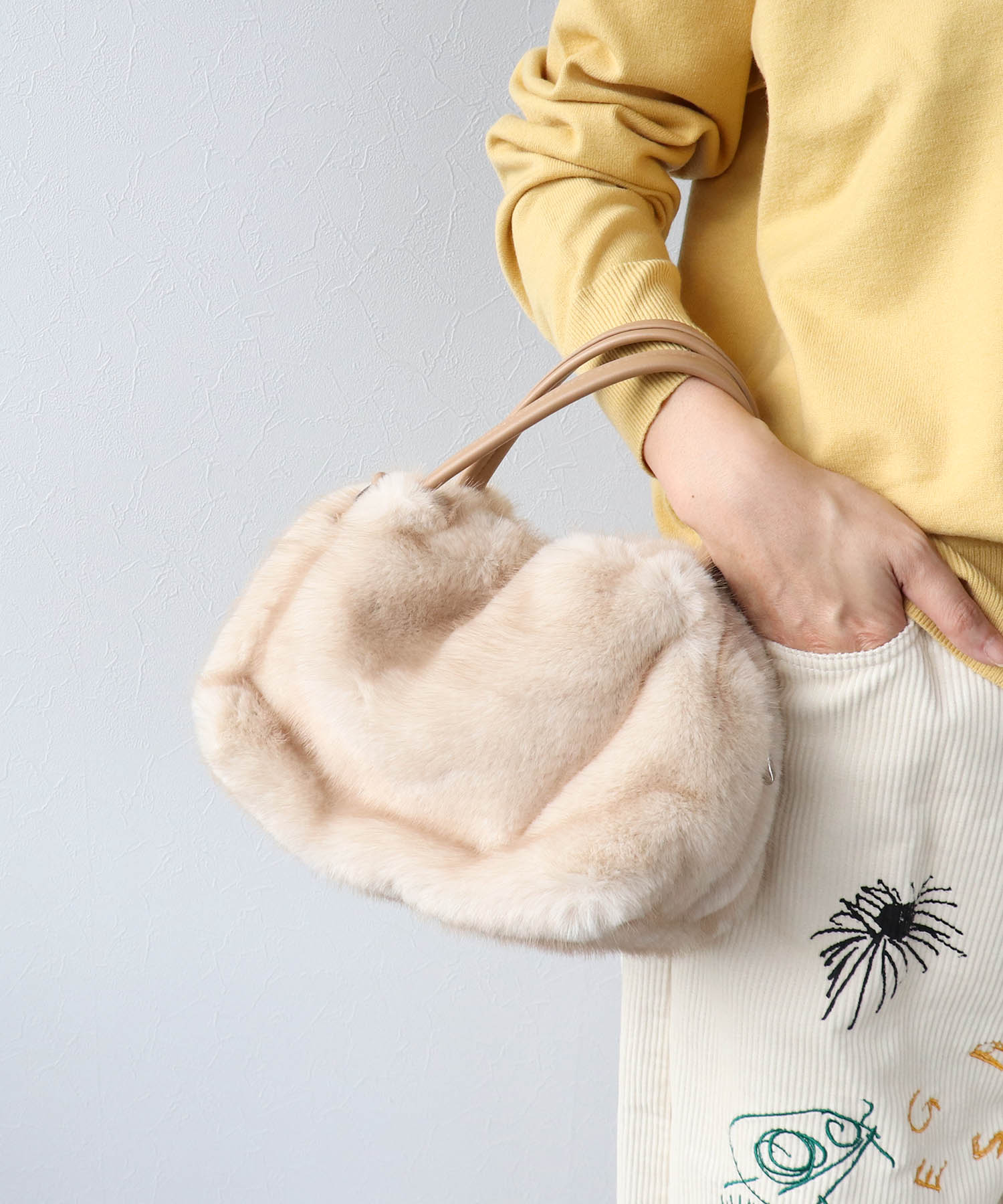 ミンク風エコファー2wayボックストート