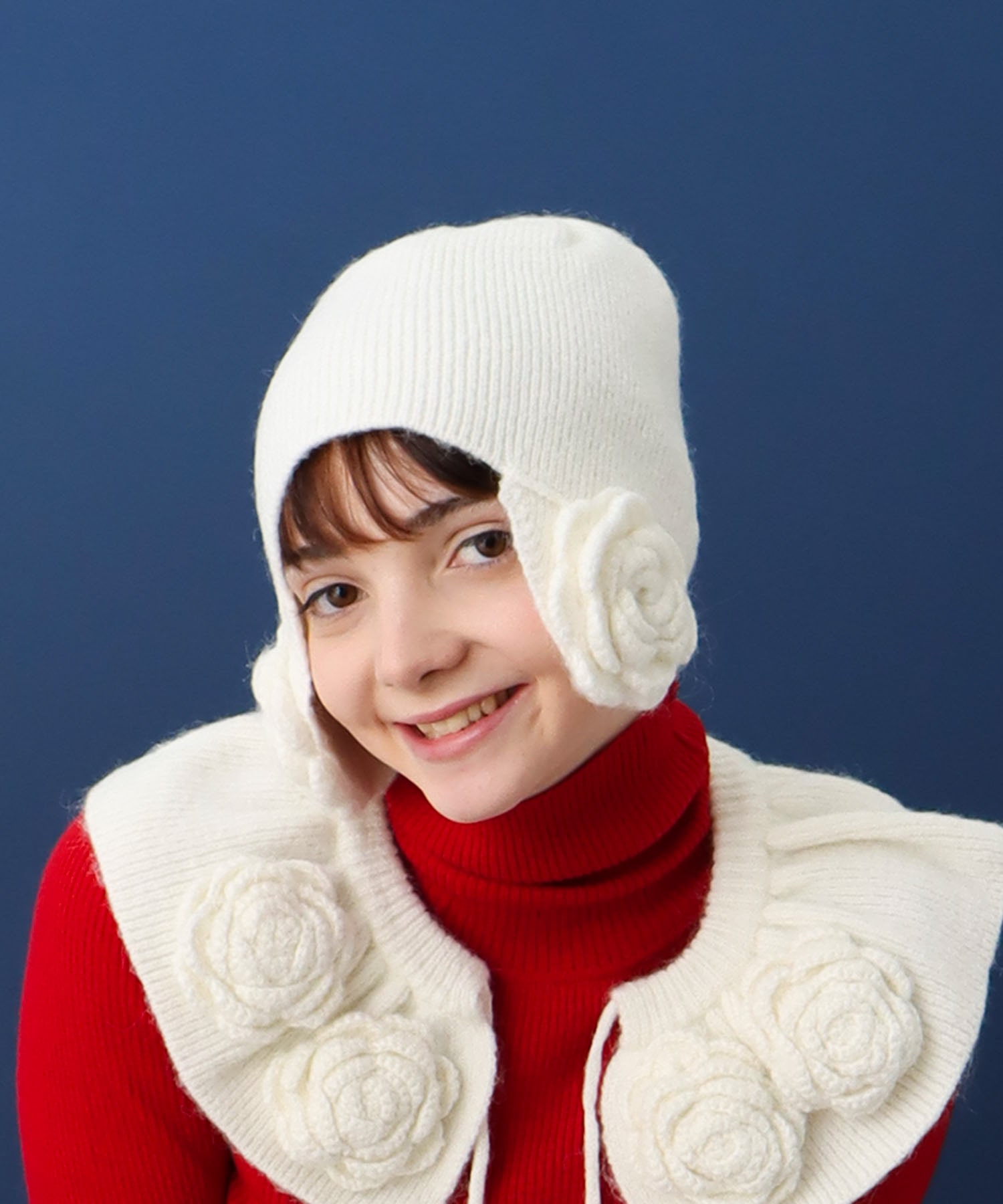 フラワーニット帽