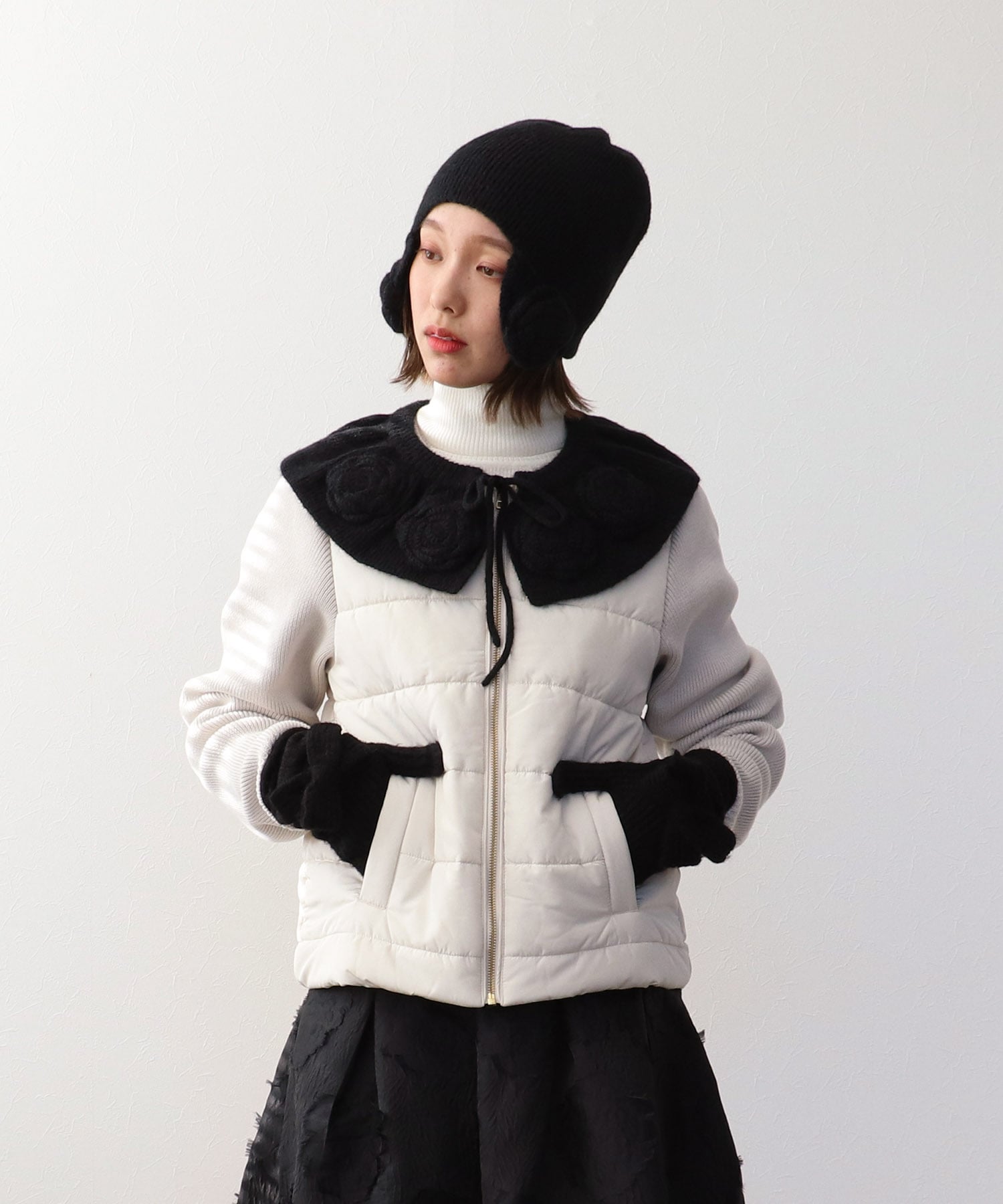 フラワーニット帽