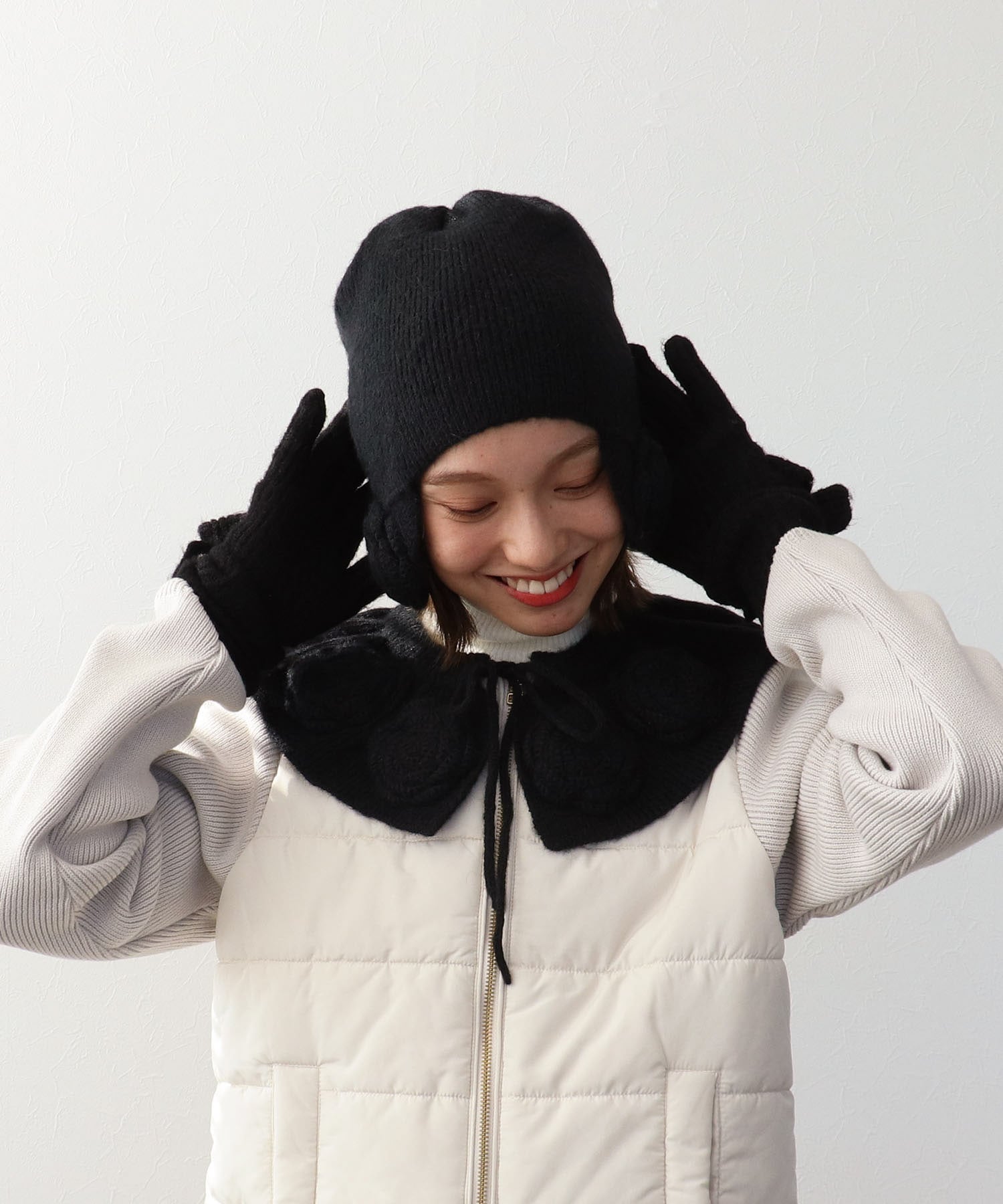 フラワーニット帽