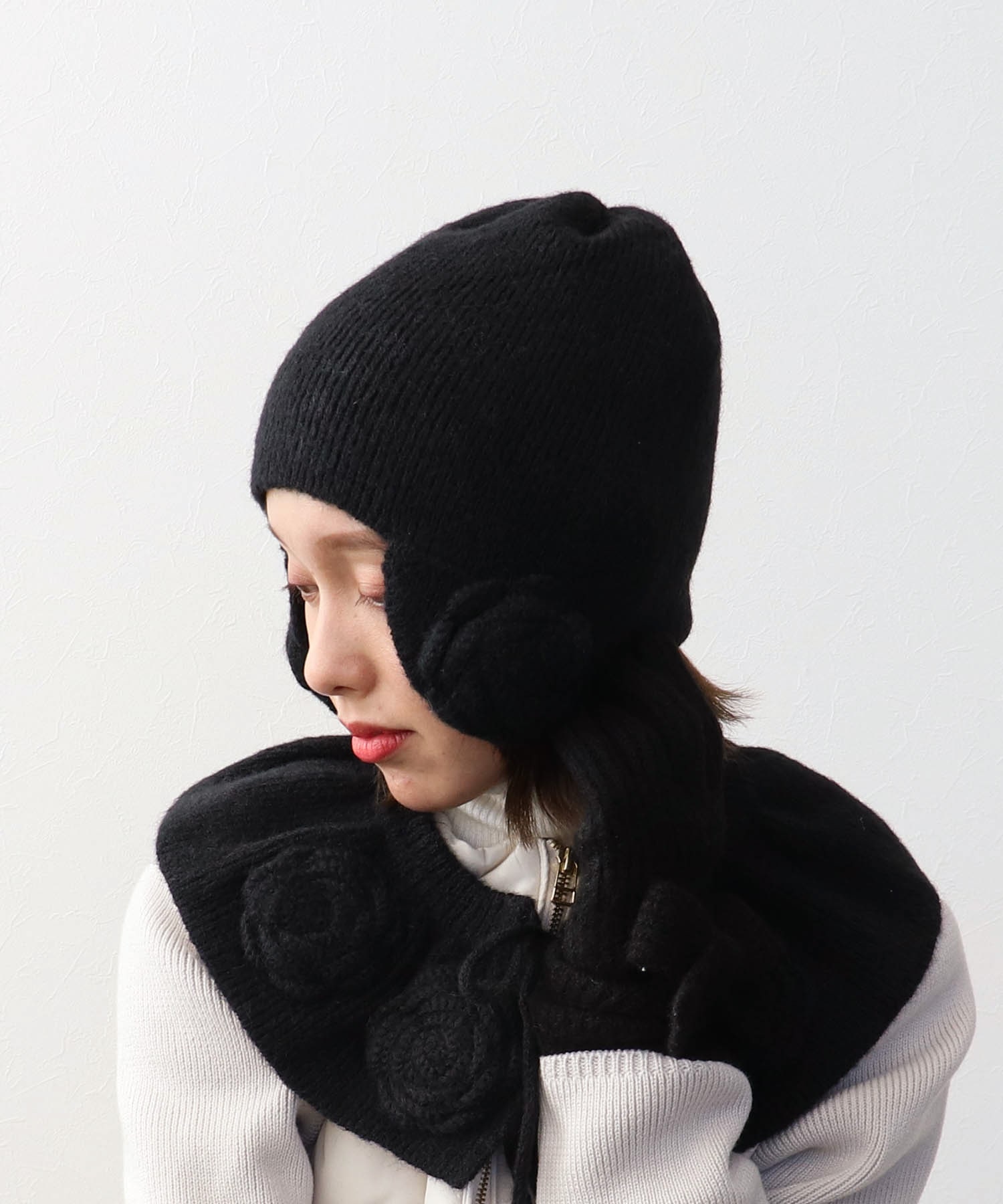 フラワーニット帽