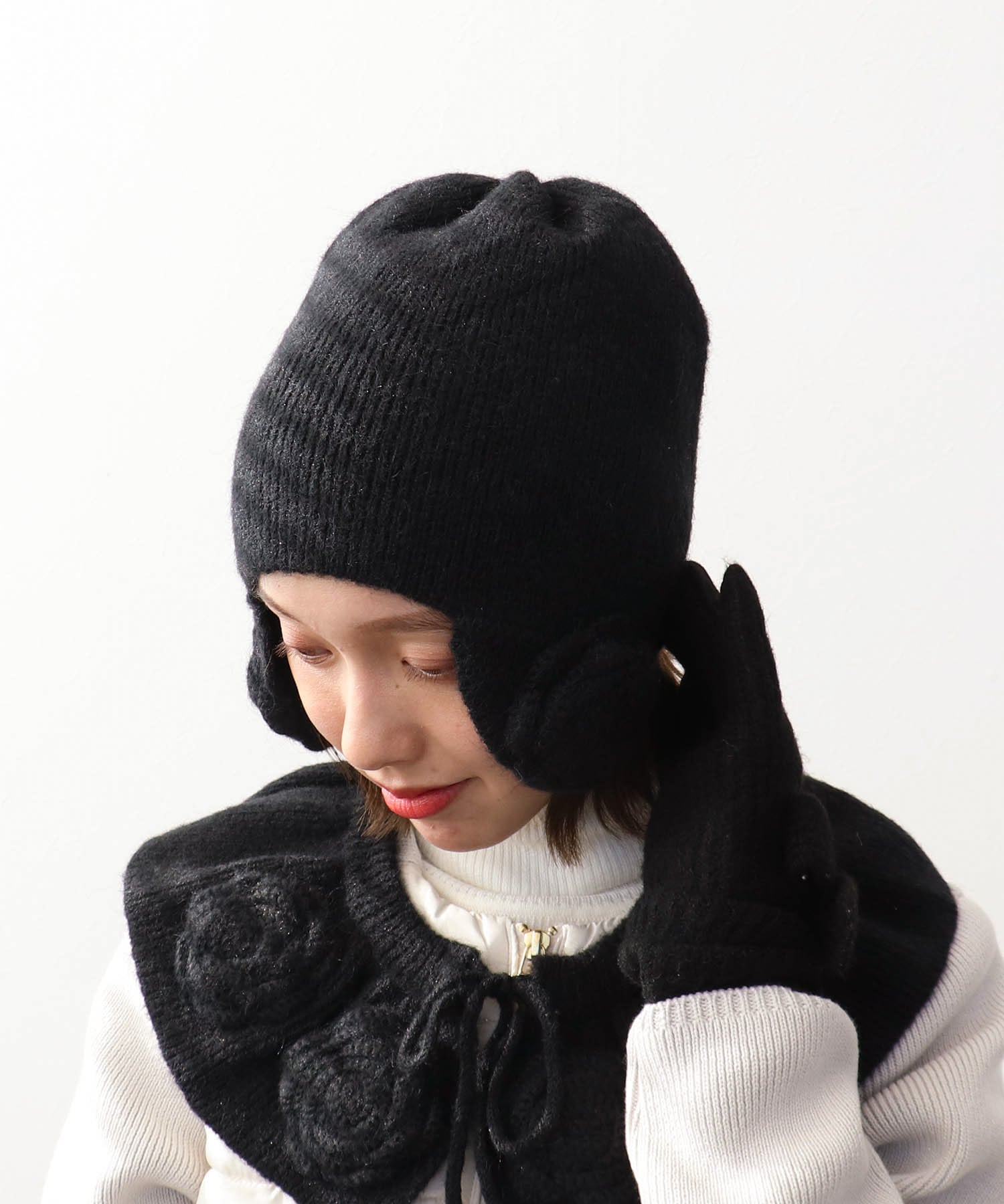 フラワーニット帽