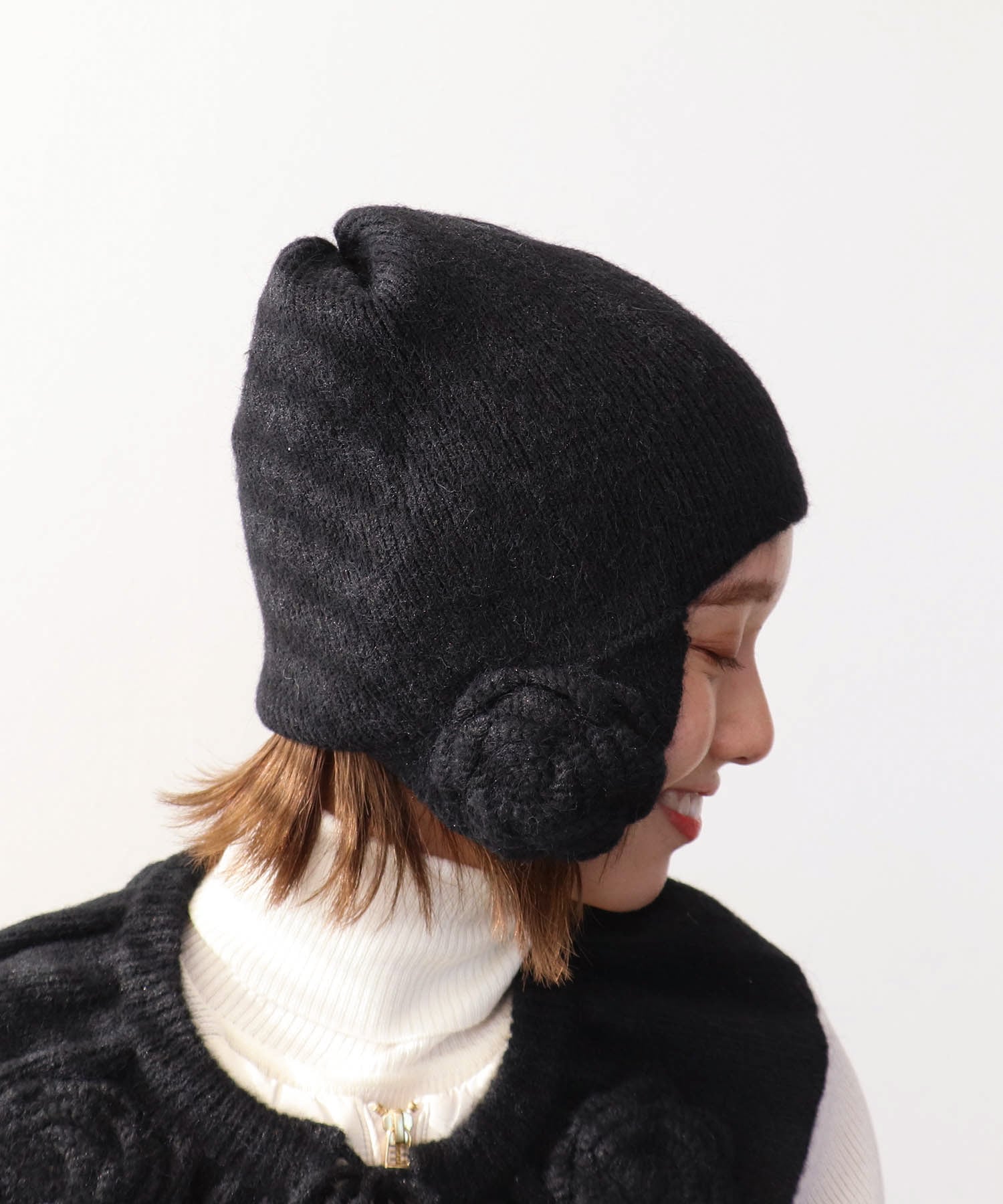 フラワーニット帽