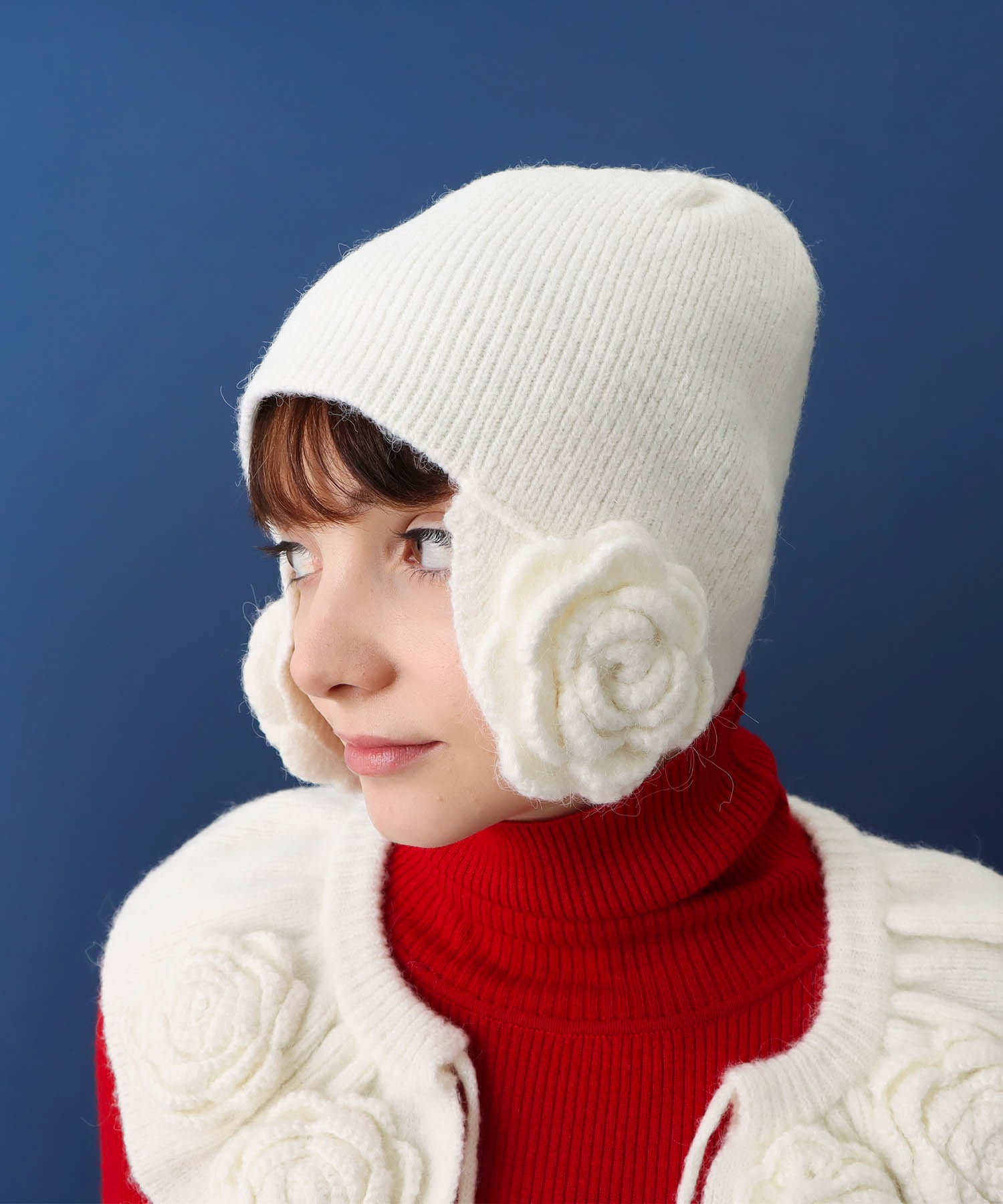 フラワーニット帽