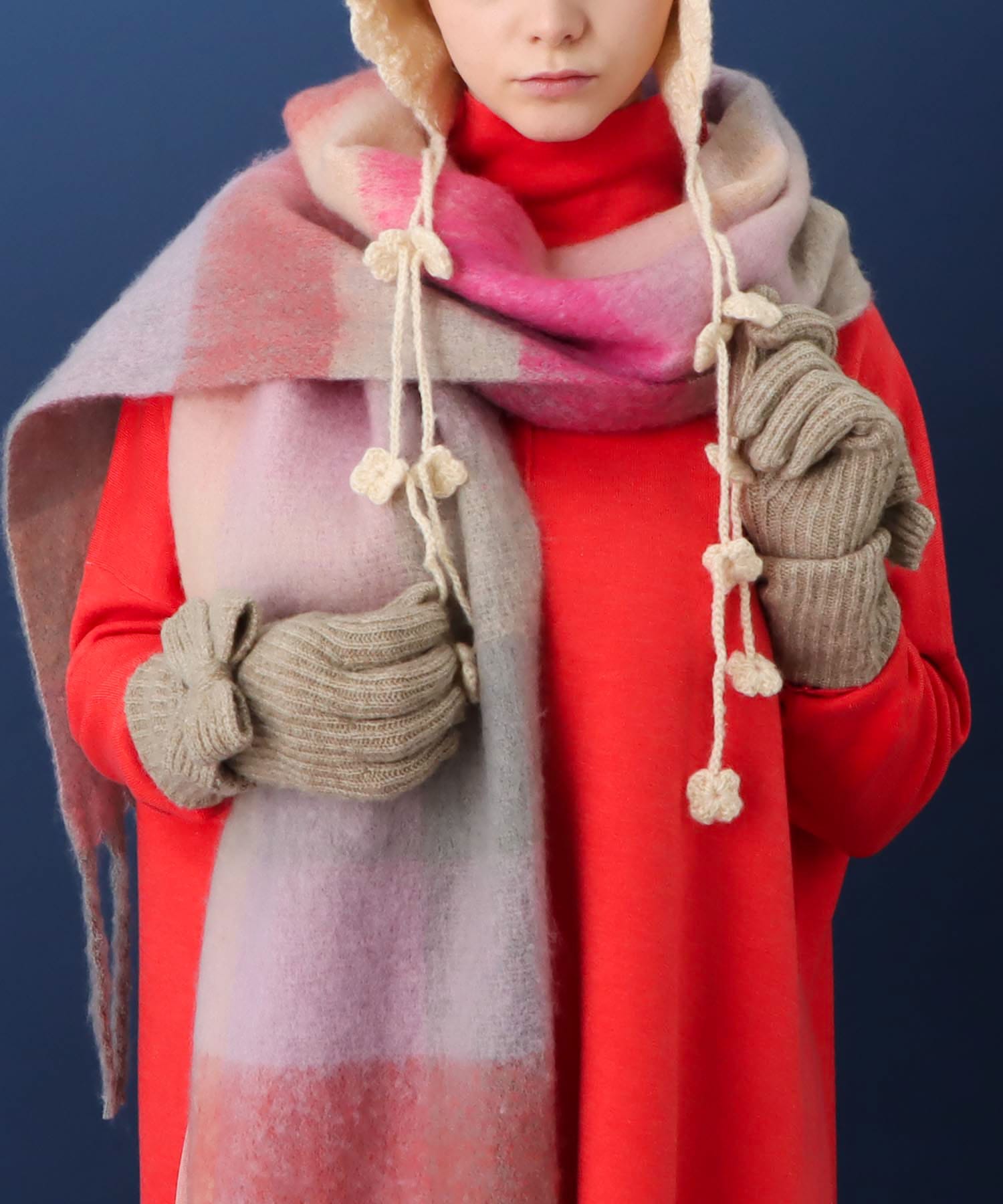 ロングニットリボングローブ