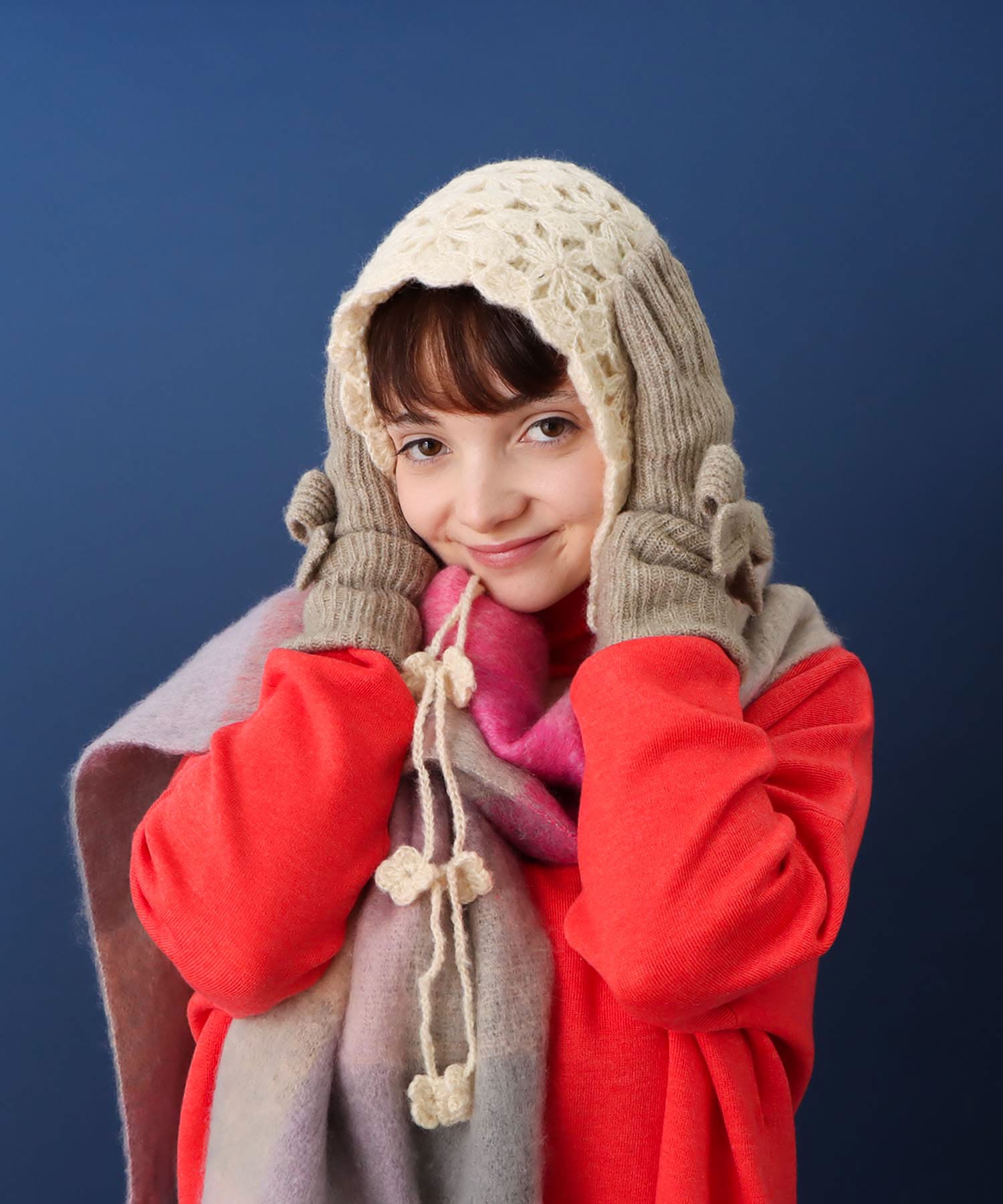 ロングニットリボングローブ