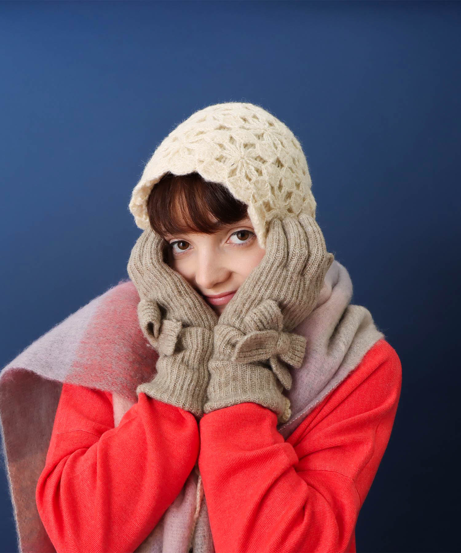 ロングニットリボングローブ