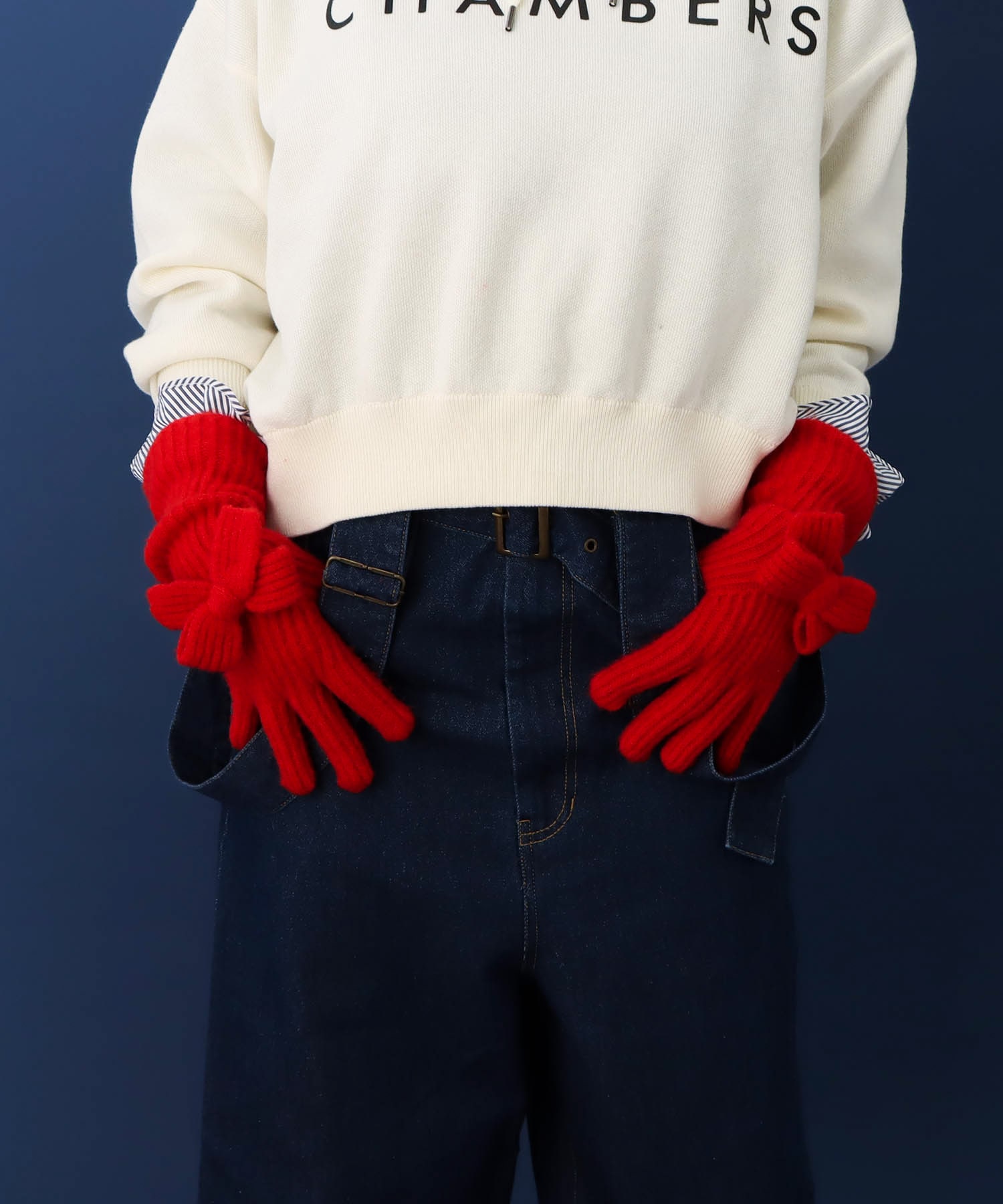 ロングニットリボングローブ