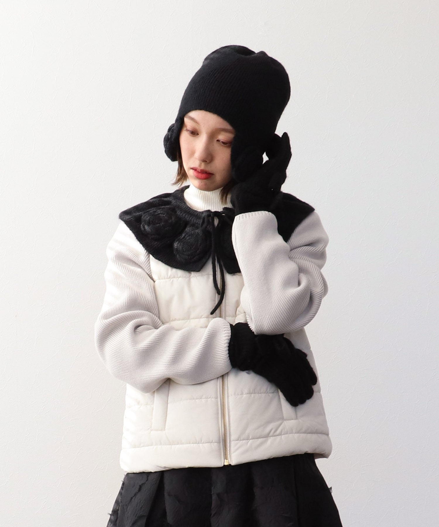 ロングニットリボングローブ