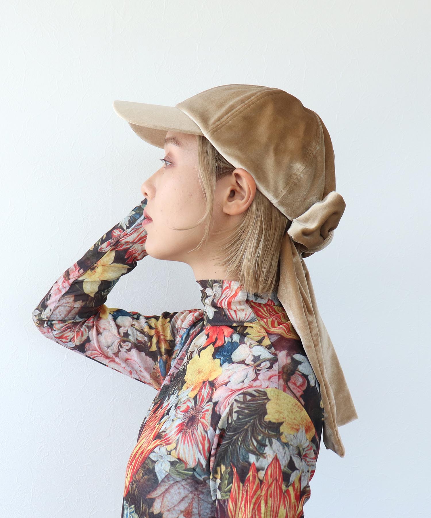 ベロアリボンキャップ