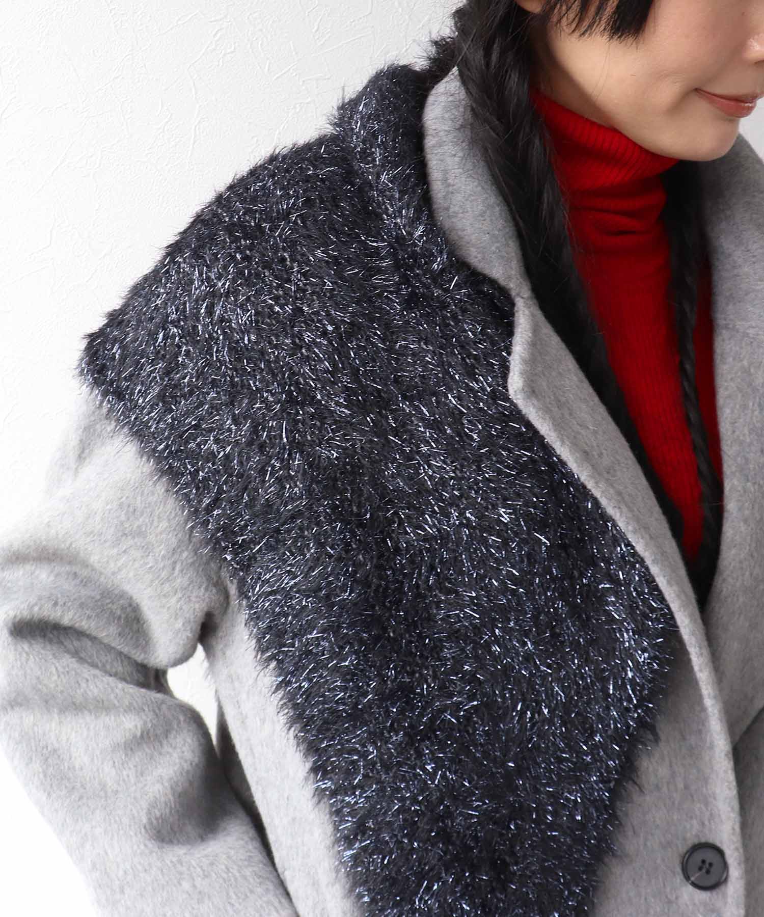 ラメモアフェザーニットストール