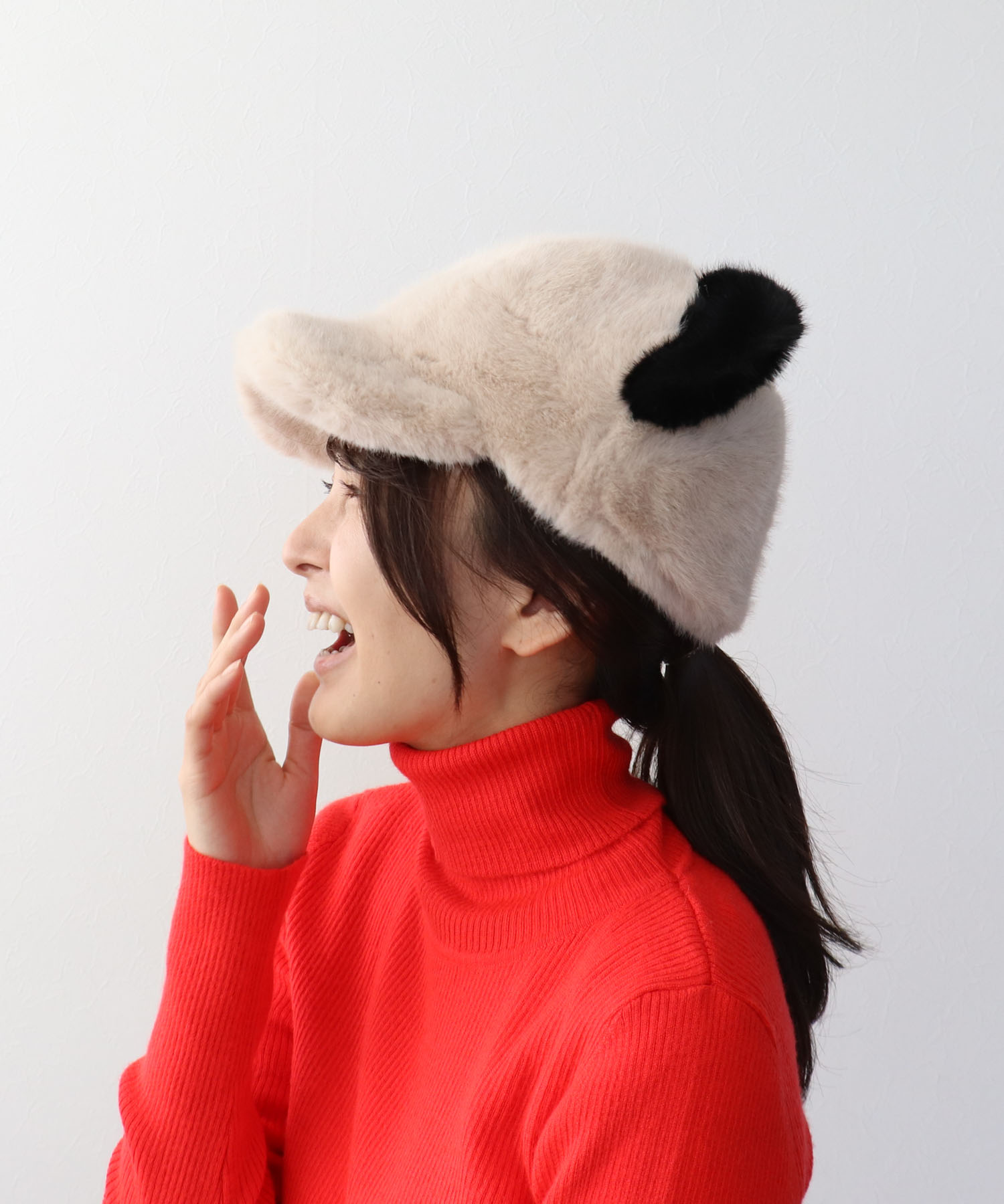 PANDAフェイクファ―CAP