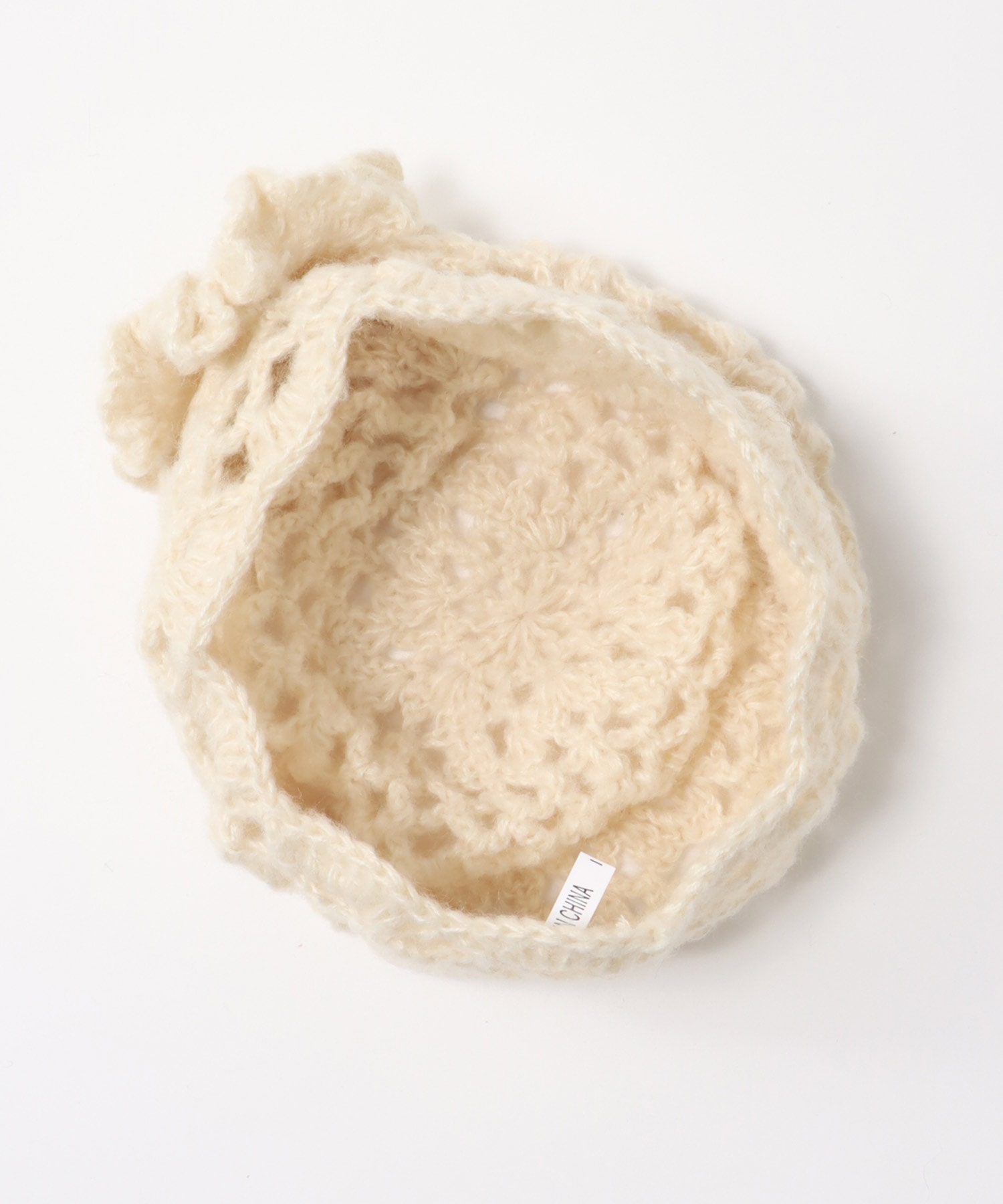 花モチーフ編みキャップ