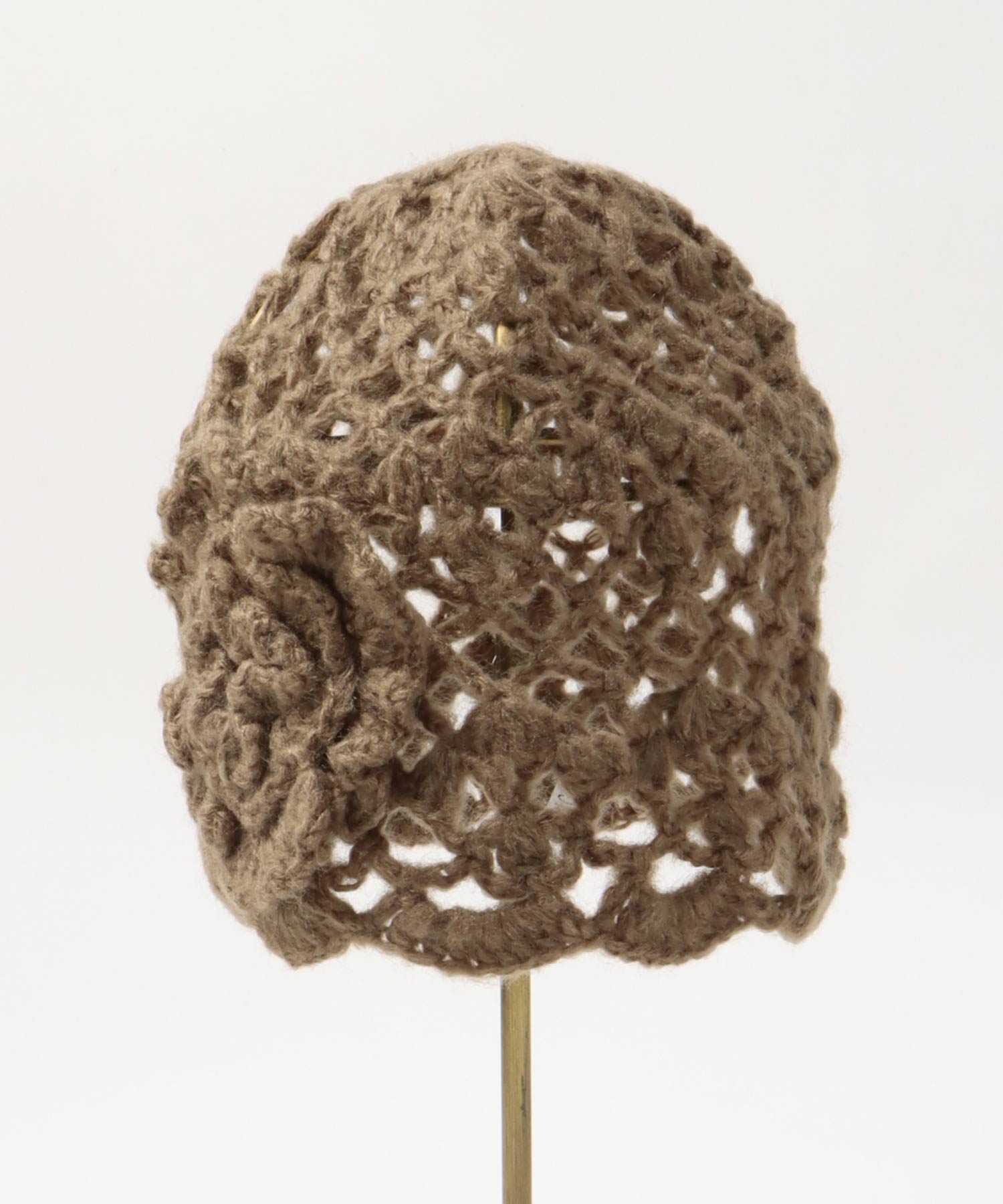 花モチーフ編みキャップ