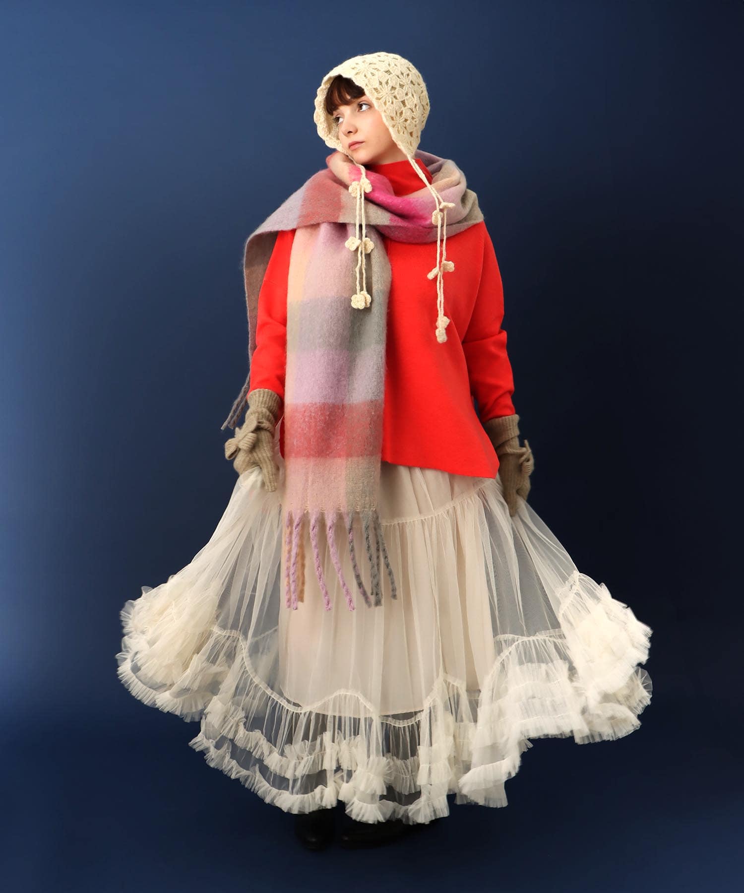 レース編みキャップ