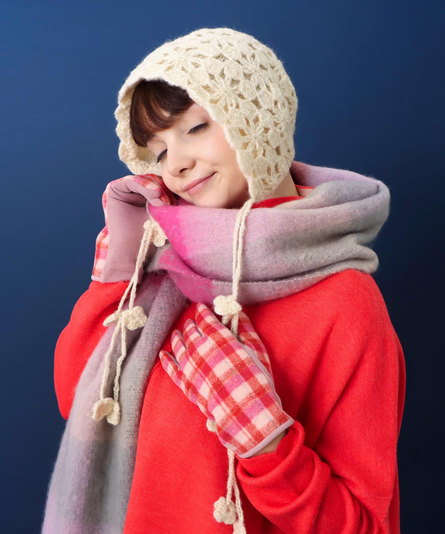 レース編みキャップ