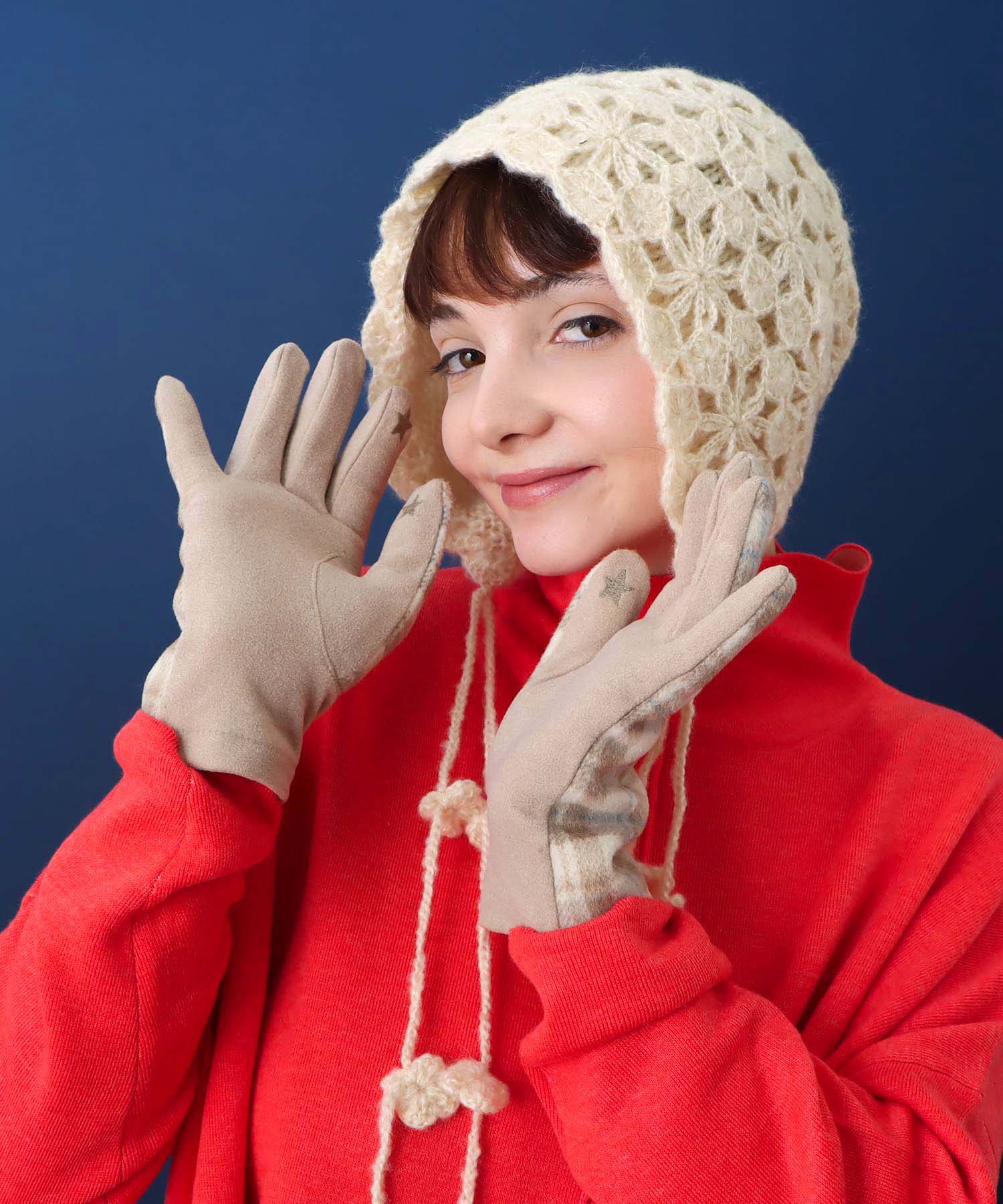 レース編みキャップ