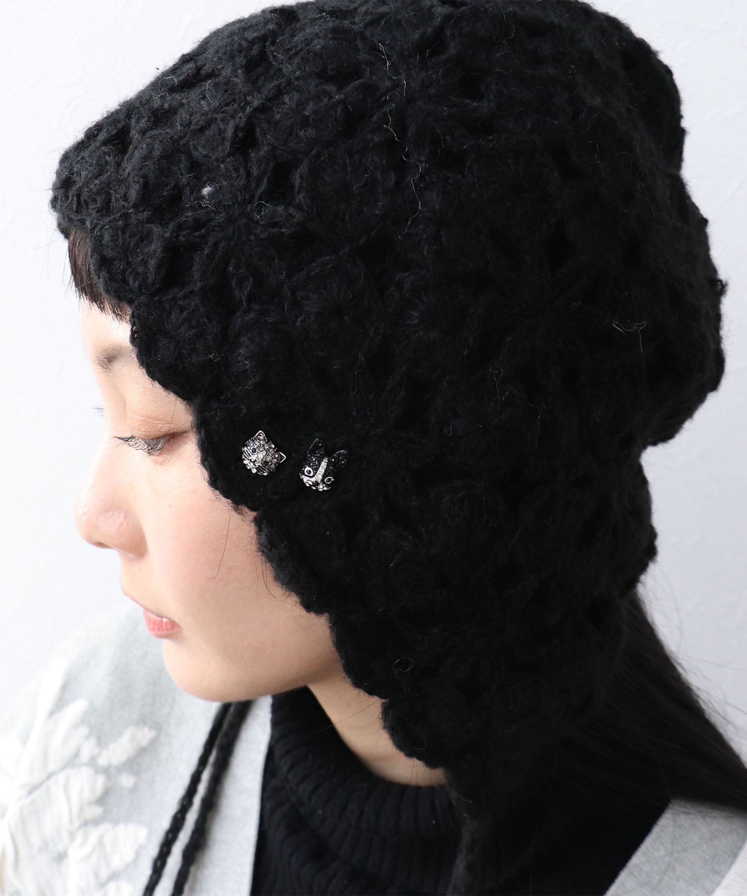 レース編みキャップ